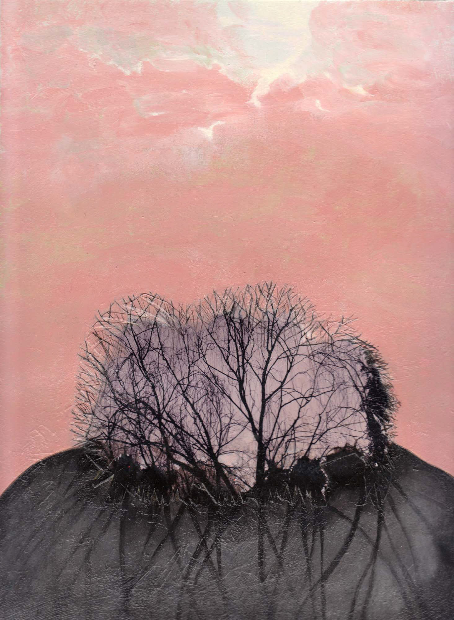 Study for Afternoon Self acrylic and collage on paper 12 x 9 inches 2012