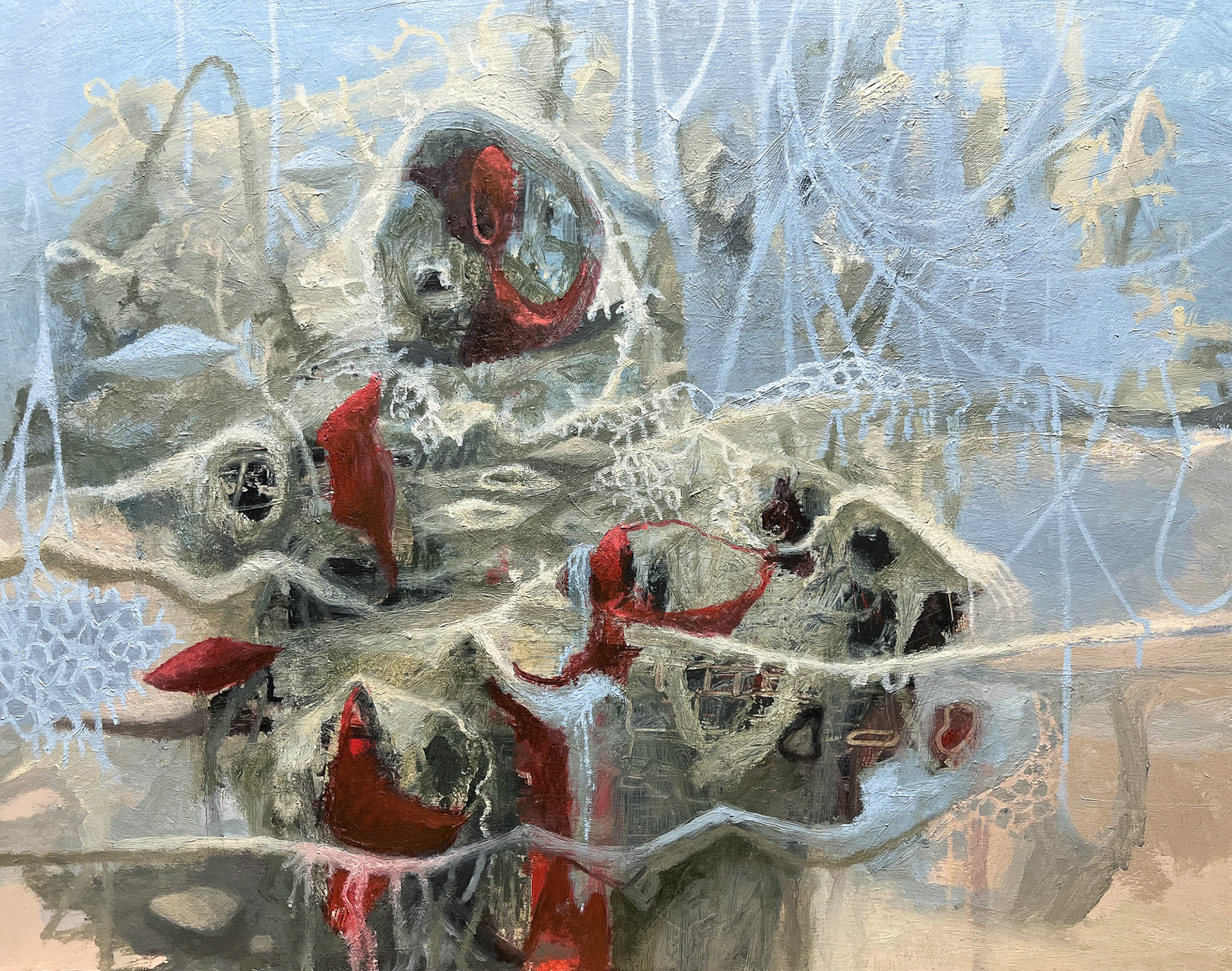 Lifeguard oil and cold wax on panel 11 x 14 inches 2023