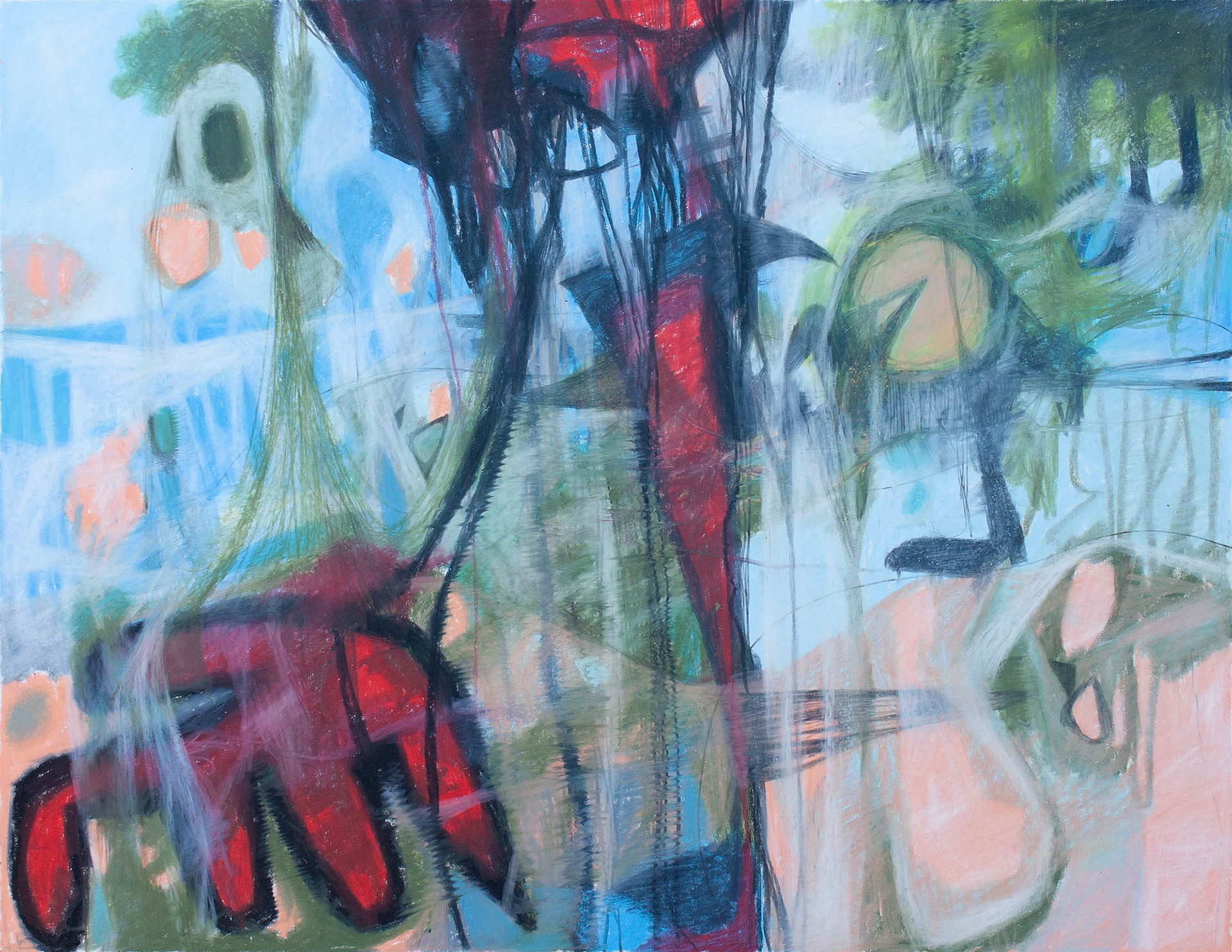 Pulley wax pastel and color pencil on Bristol paper 11 x 14 inches 2023