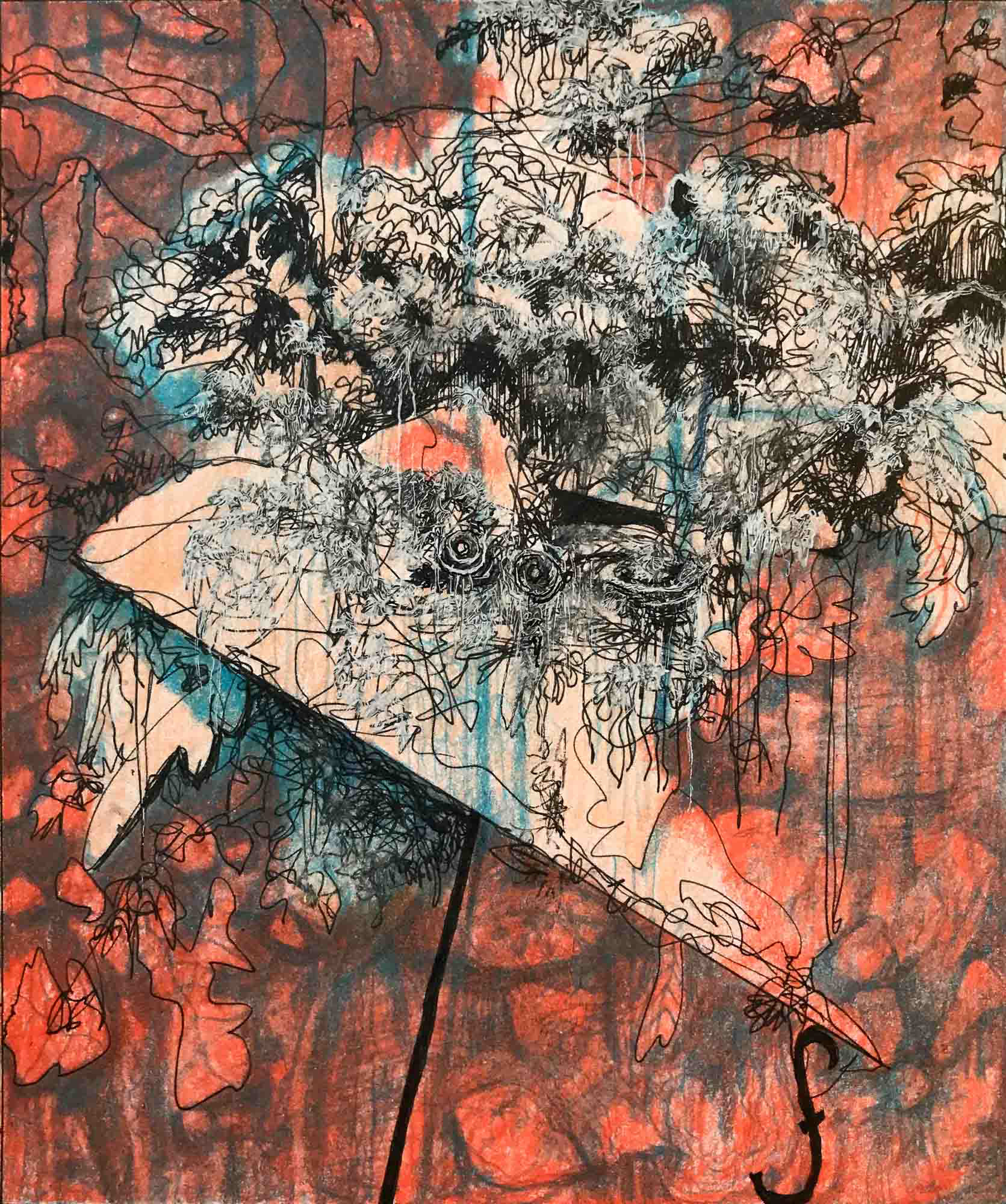 untitled-03082021 gel pen, color pencil on paper 6 x 5 inches 2021