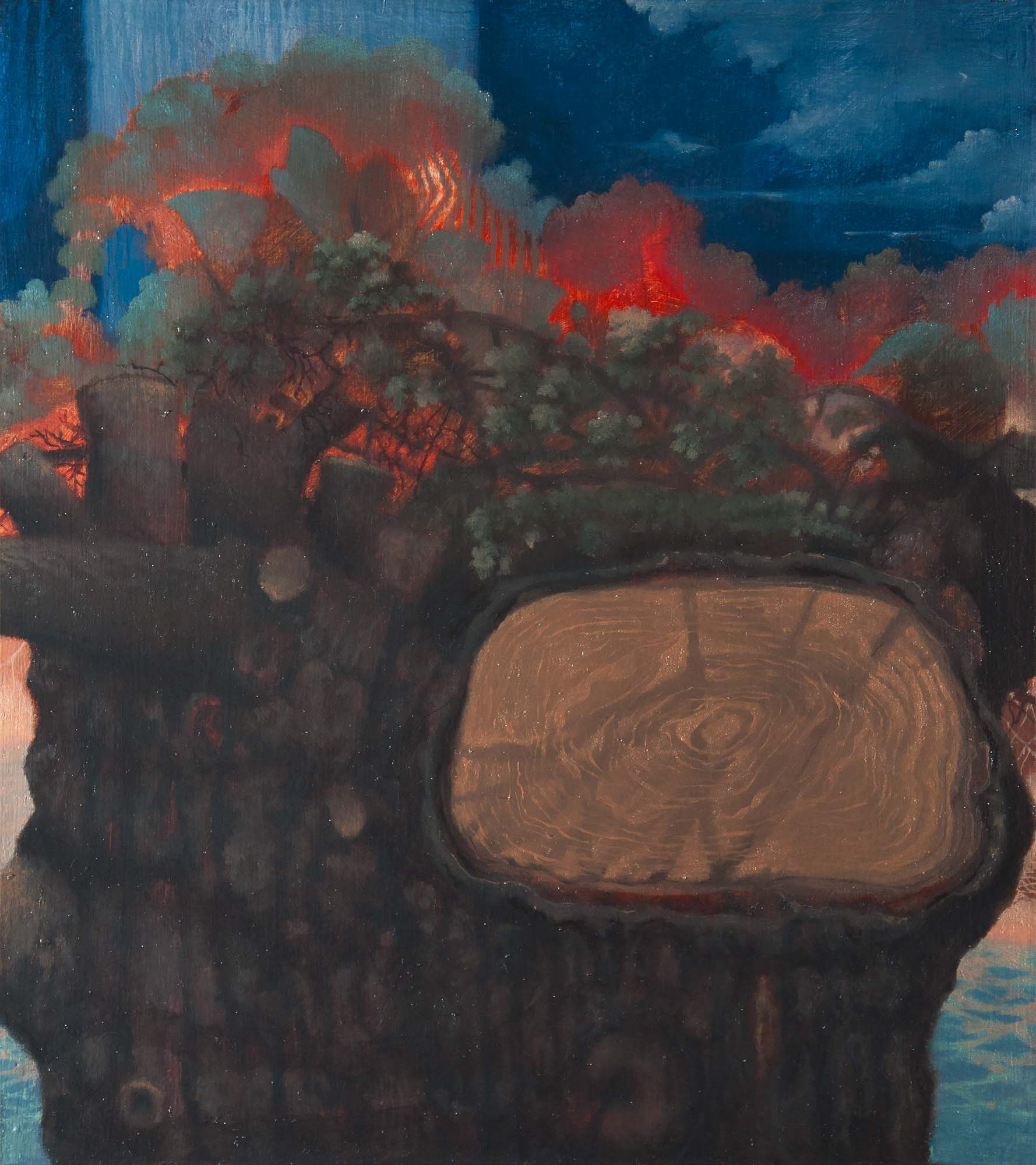 Lowland oil and acrylic on paper board over canvas 9 x 8 inches 2017