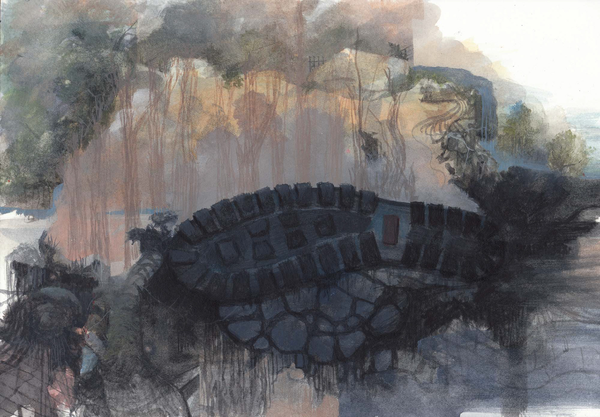 New River watercolor and gouache on paper 7 1/8 x 10 1/4 inches 2015