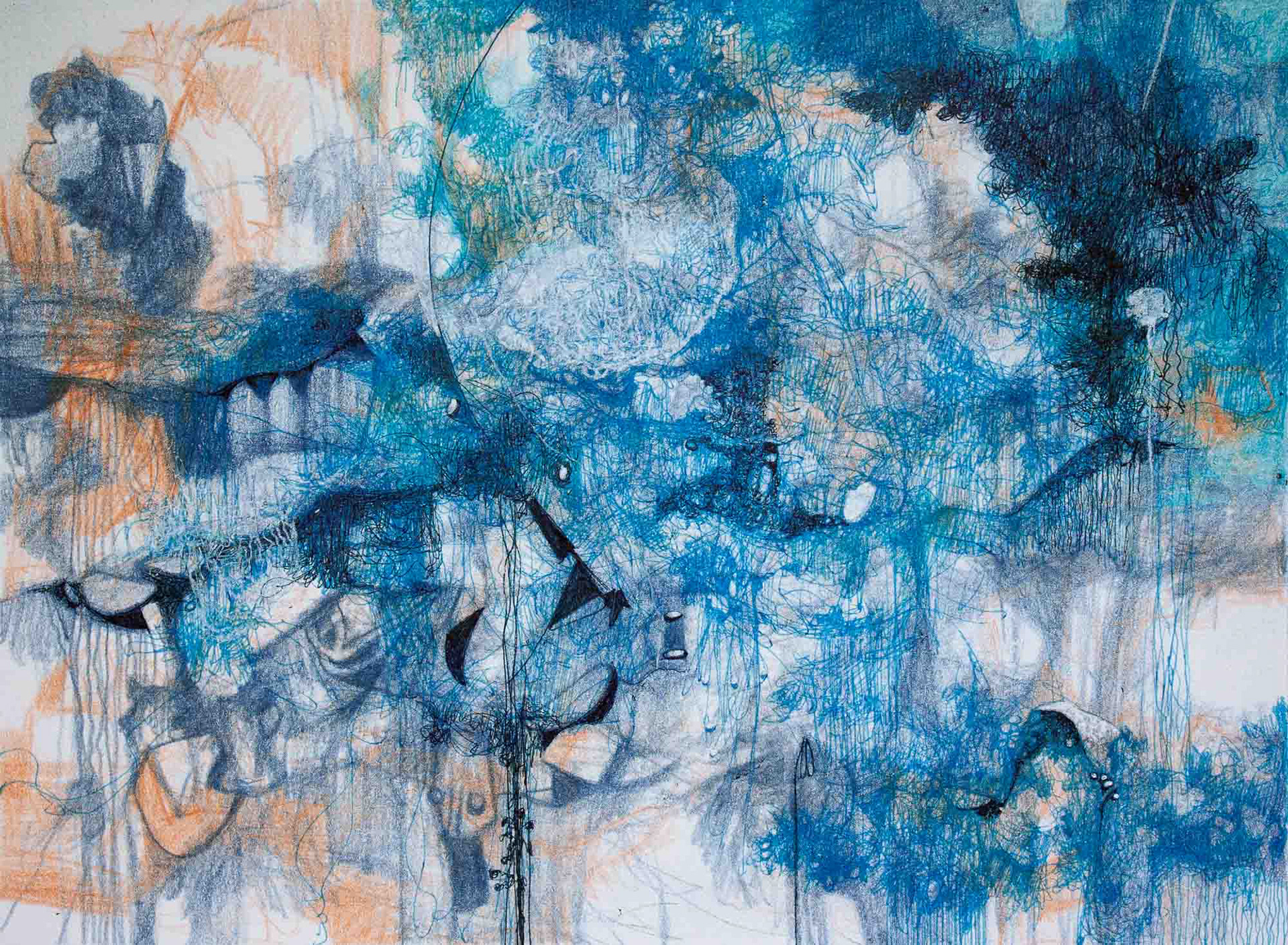 untitled-05162022 India and acrylic ink, gel pen on watercolor paper 6 x 8 inches 2022