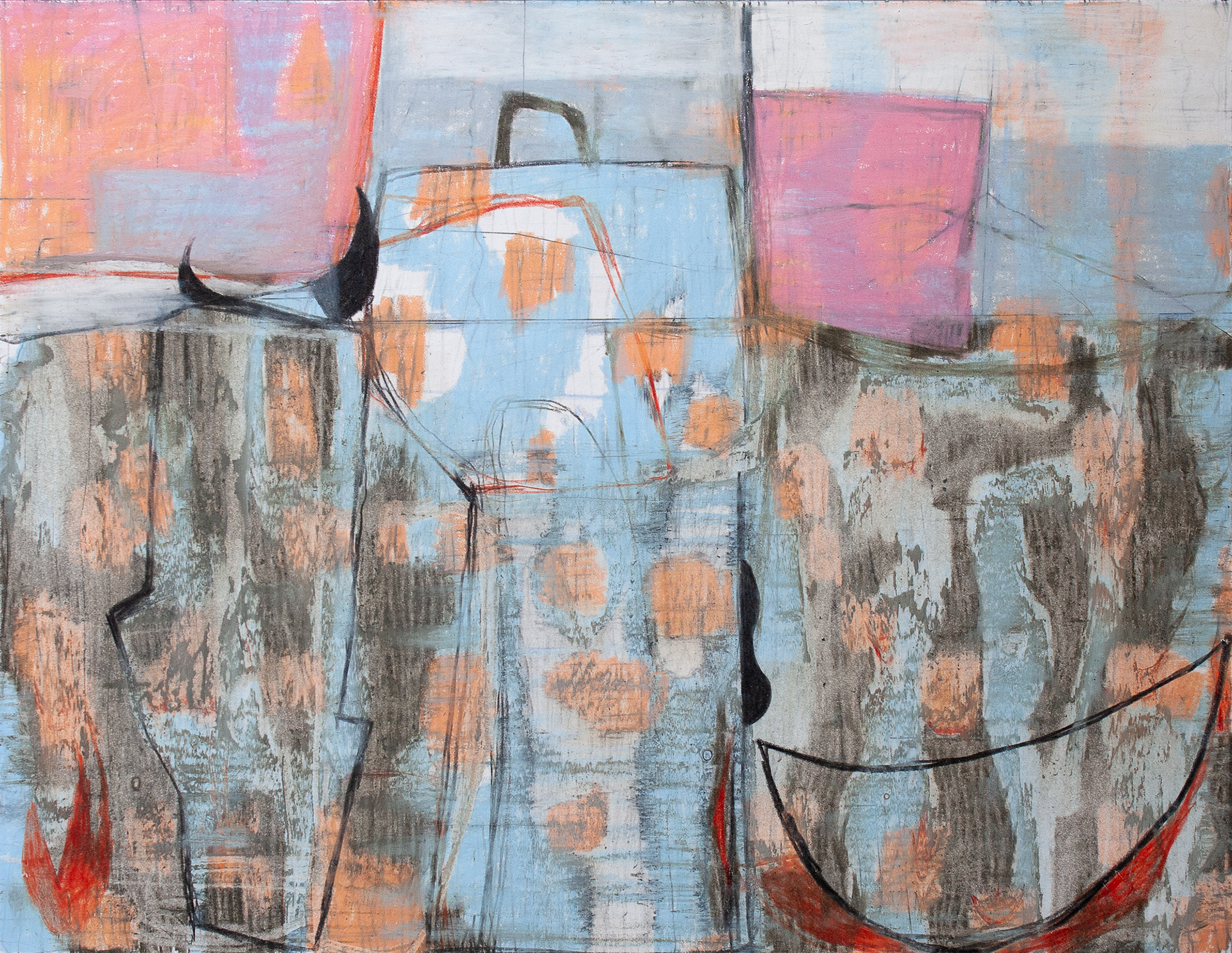 Sinkers - wax pastel, oil pastel, and color pencil on Bristol paper, 11 x 14 inches, 2025