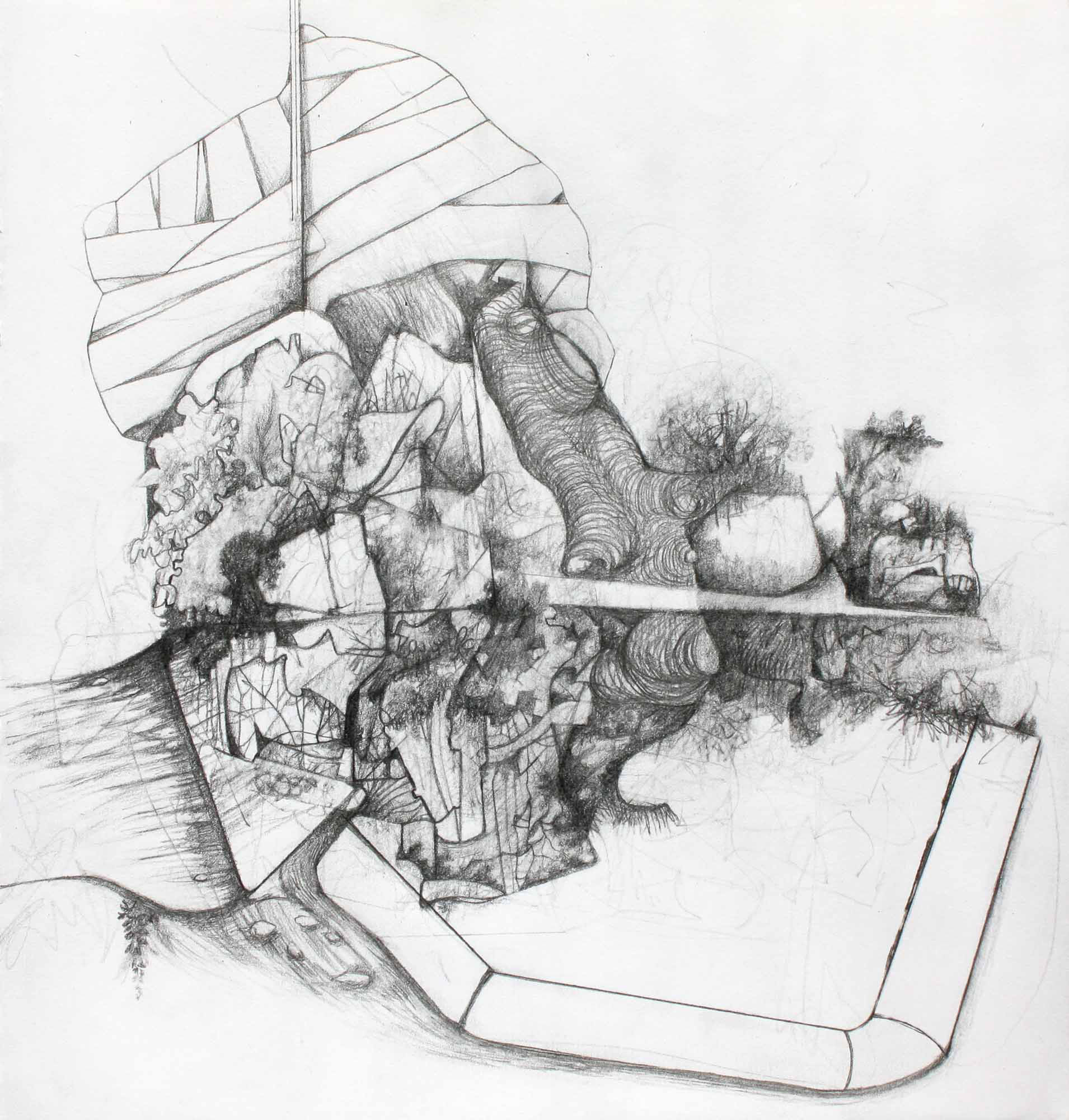 Curbed graphite pencil on paper 9 1/2 x 10 inches 2014