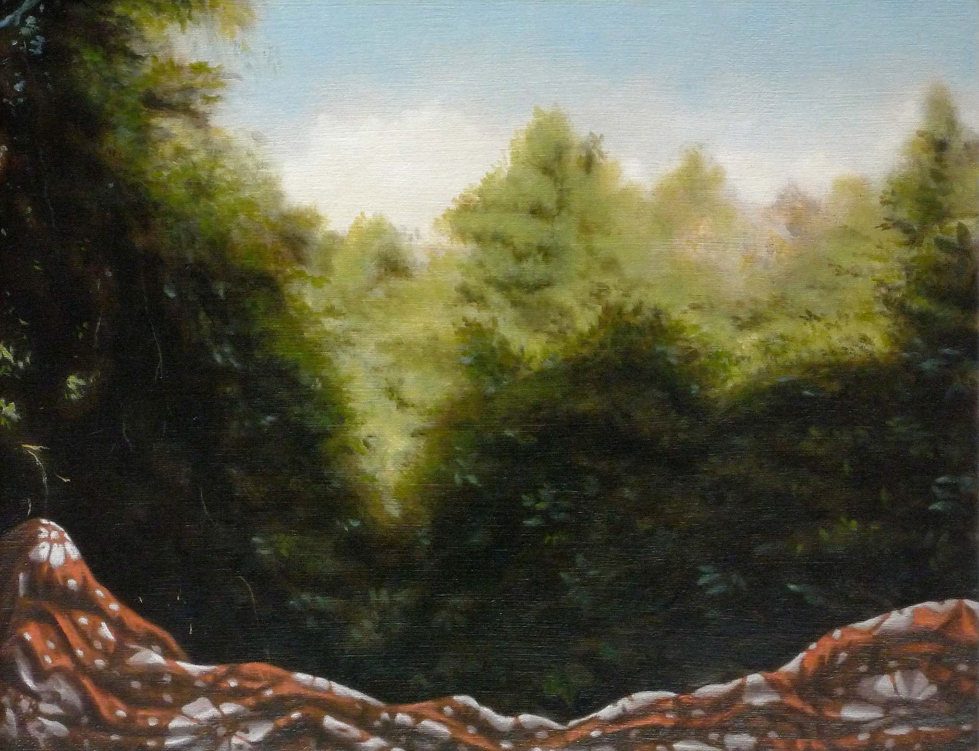 2pm oil and acrylic on fabric over panel 9 1/4 x 12 inches 2010