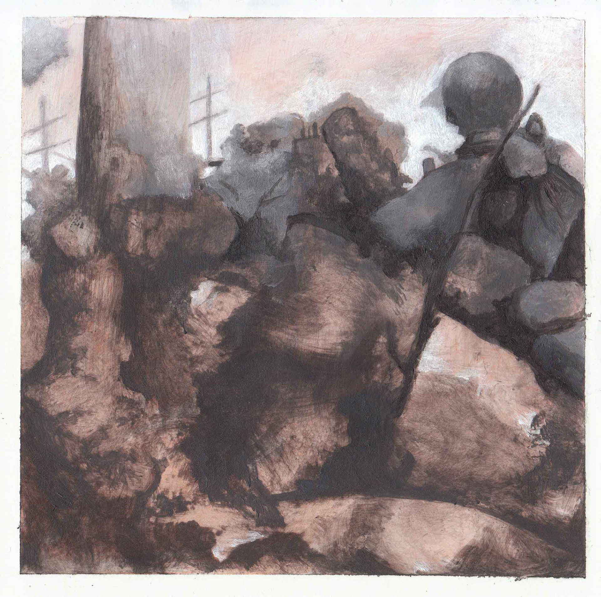 Boundary Rider acrylic on paper 5 3/4 x 5 3/4 inches 2011