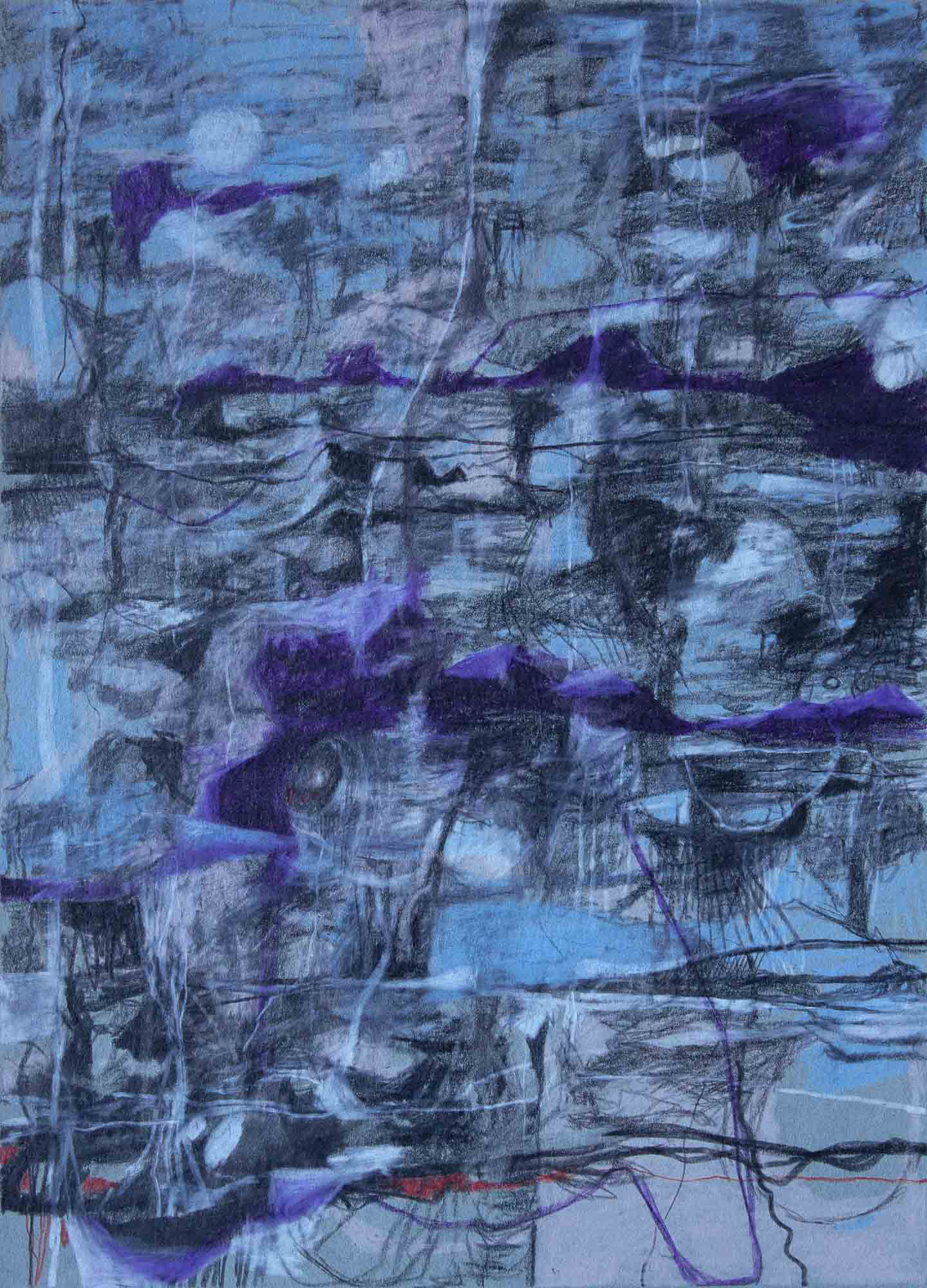 Thaw 11162022 - color pencil and carbon pencil on toned paper, 11 x 8 inches, 2022