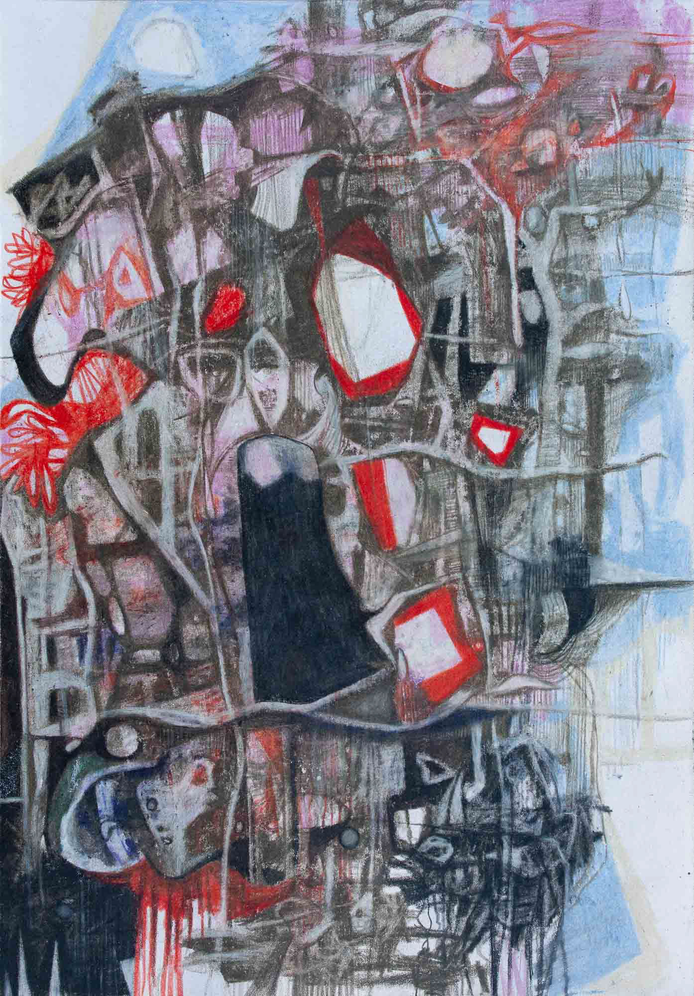 Birdhouses 01232023 color pencil on Bristol paper 10 x 7 inches 2023