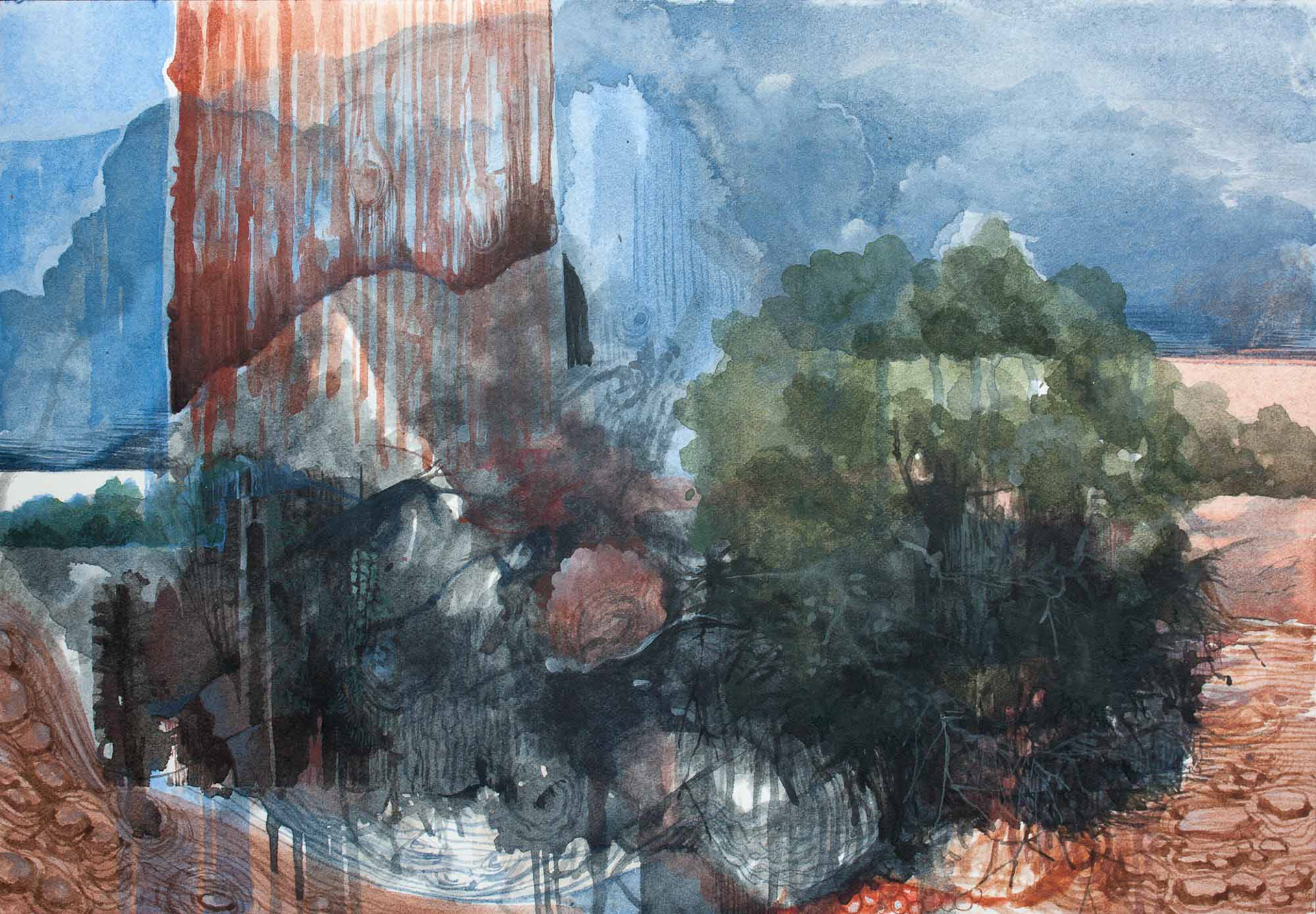 California 2 watercolor and gouache on paper 7 x 10 1/4 inches 2017