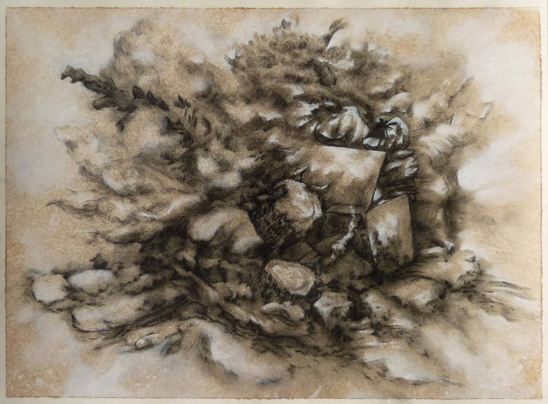 Burning Heap acrylic and charcoal on paper 9 x 12 inches 2010