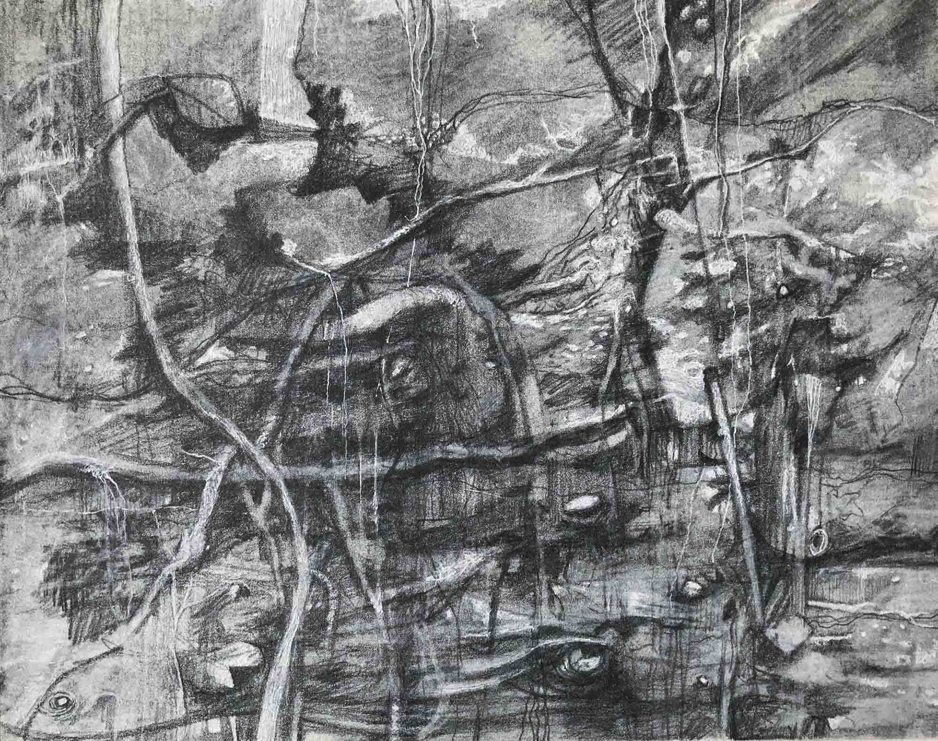 untitled-02022022 graphite and white pencil, gel pen on watercolor paper 8 x 10 inches 2022