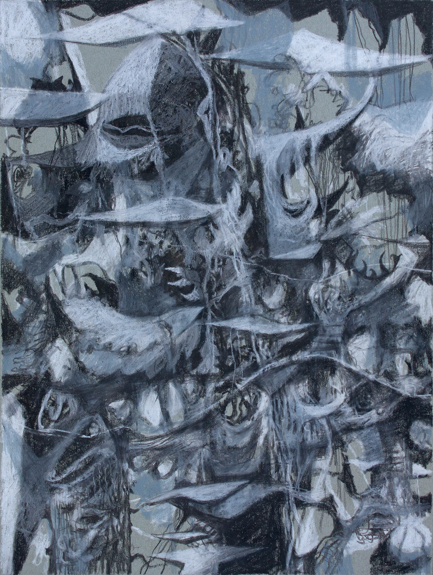 Windbreaker grease pencil and color pencil on gray paper 12 x 9 inches 2023