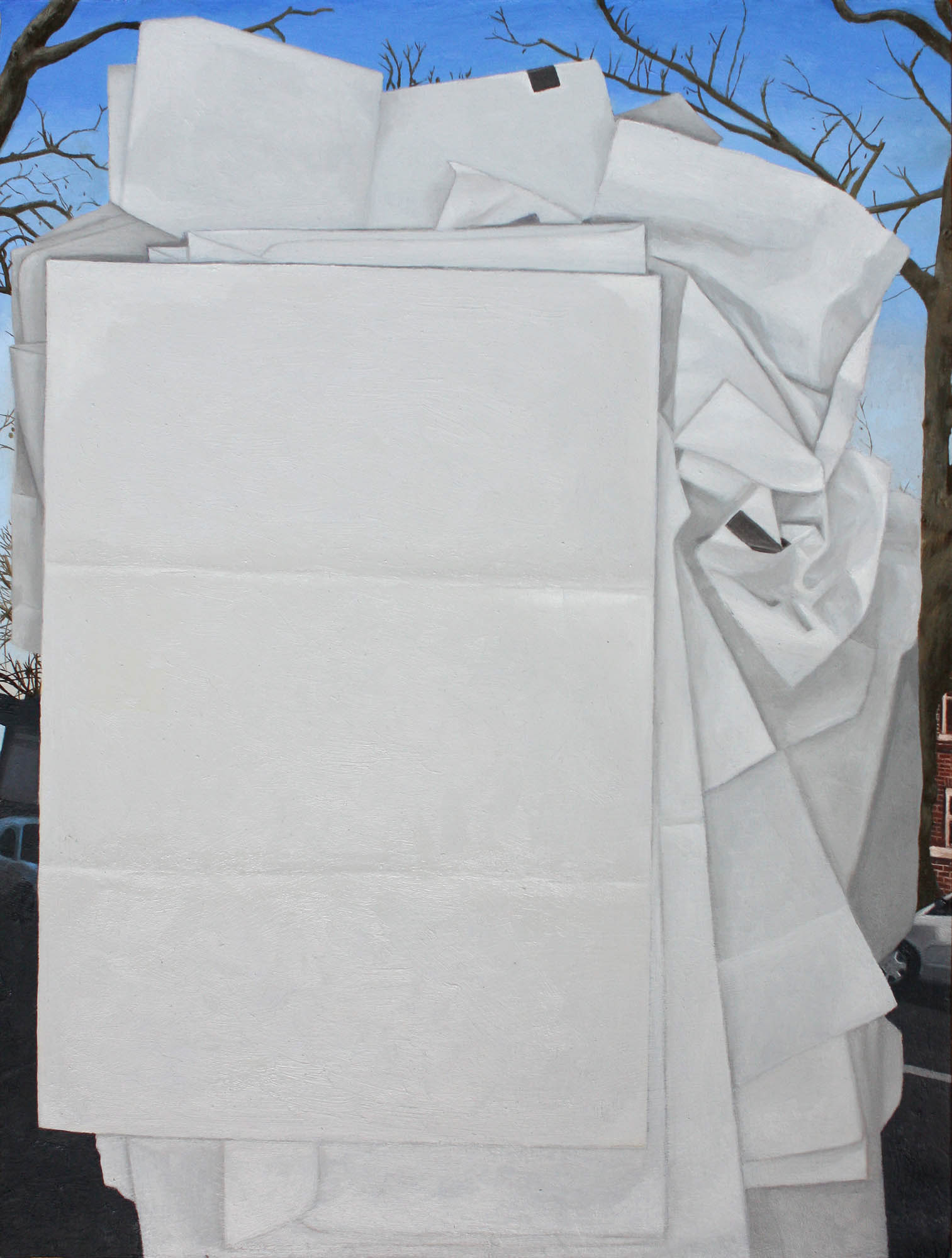 Document oil and acrylic on paper board over canvas 12 x 9 inches 2013