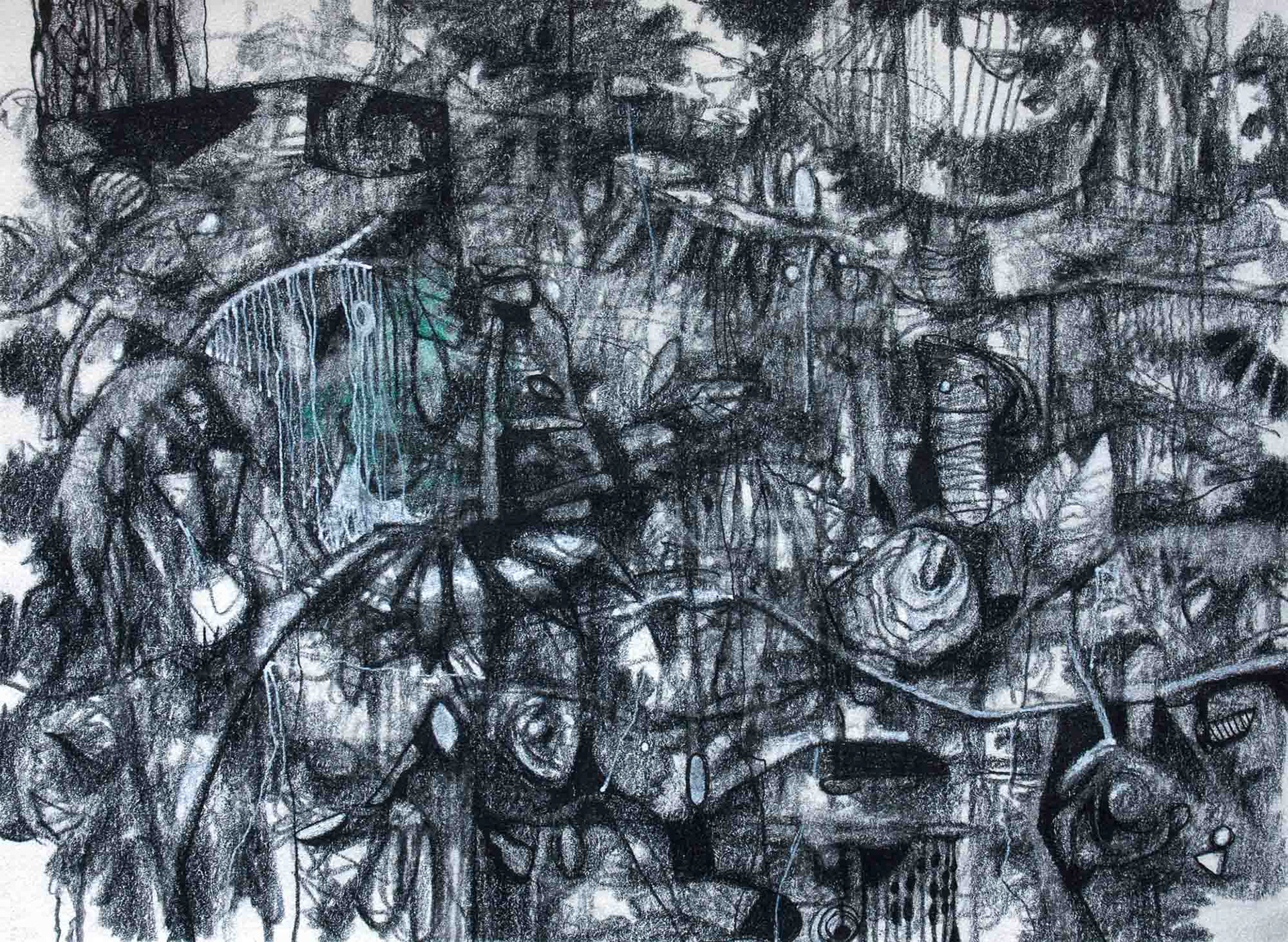 Florida Drawing carbon pencil, color pencil, and gel pen 6 x 8 inches 2022