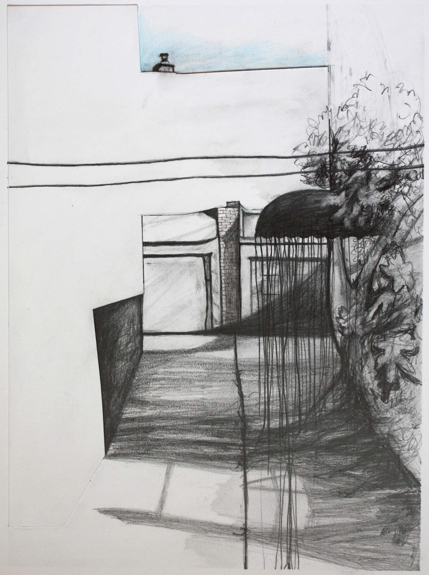 Awning graphite and color pencil on paper 12 x 9 inches 2012