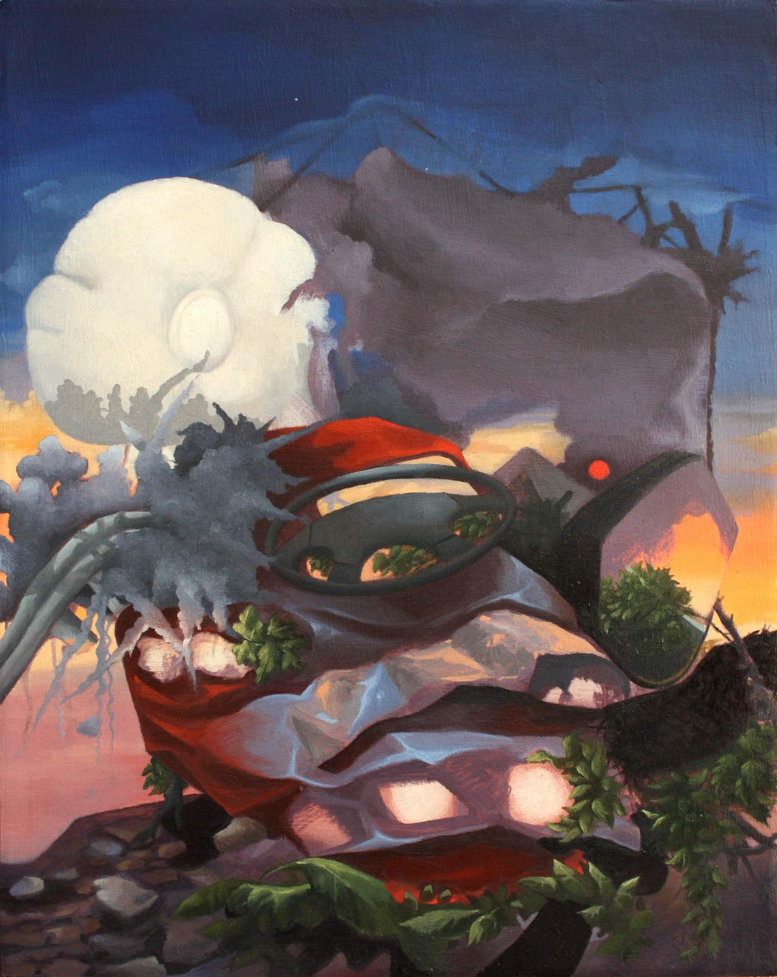 Night Driving oil and acrylic on paper board over canvas 14 x 11 inches 2013