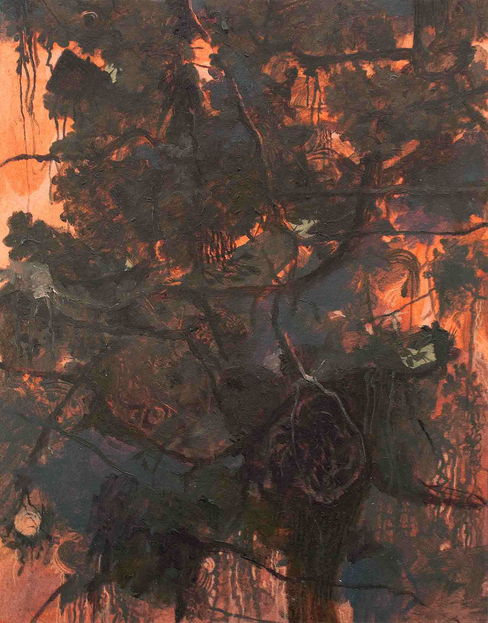 Canopy 2 oil and acrylic on paper 10 x 8 inches 2020