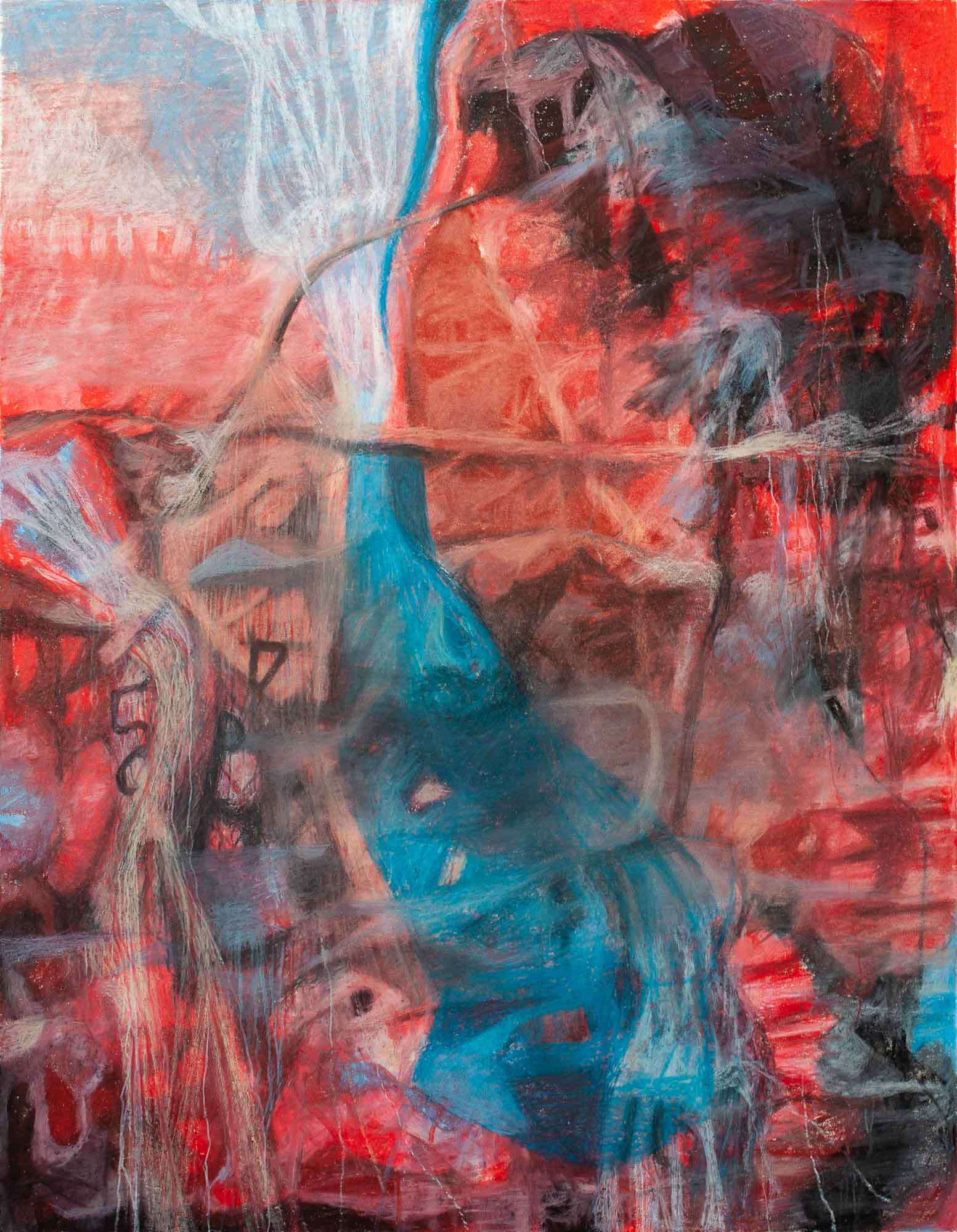 Bottleneck oil pastel, wax pastel, and grease pencil on Bristol paper 14 x 11 inches 2022