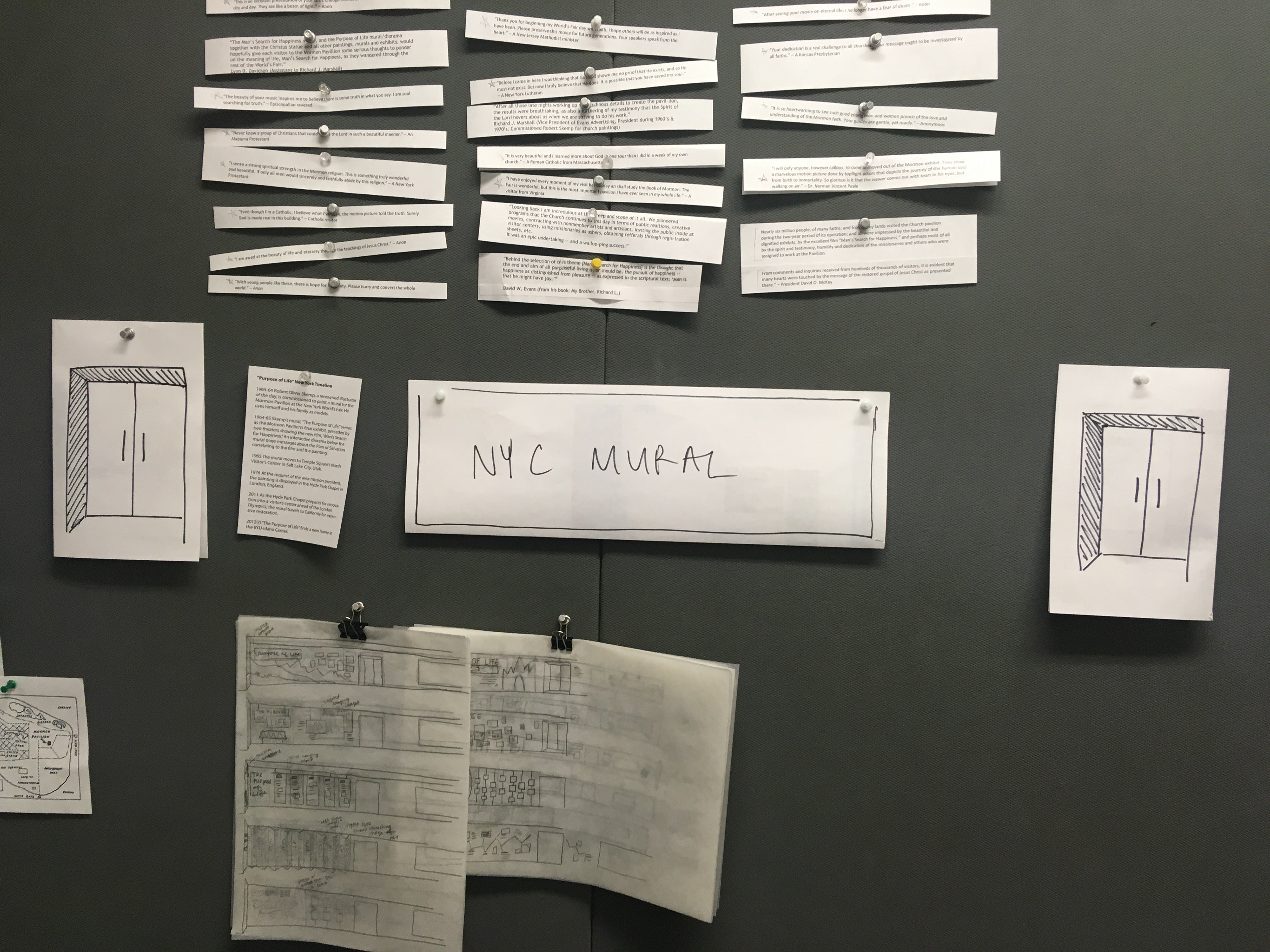 Middle Wall: Above mural are possible quotes to use ffor background audio