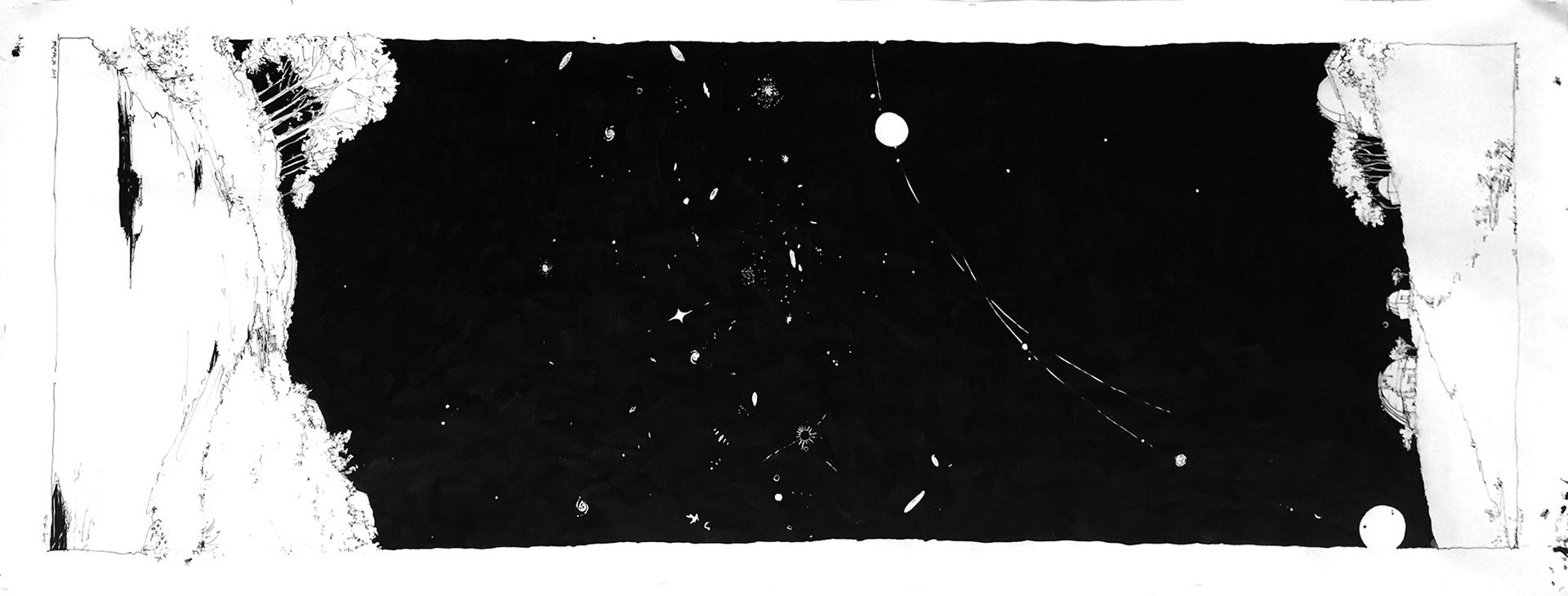 Ink on paper. 300 cm x 80 cm