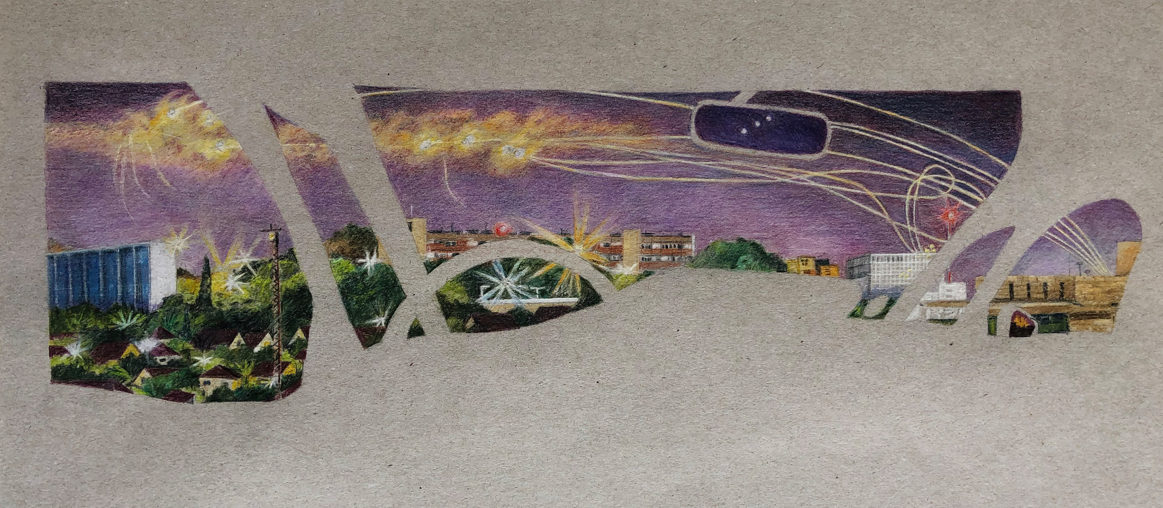 (SOLGT) Friendly Fire, Color Pencil, 42 cm x 26 cm 2020