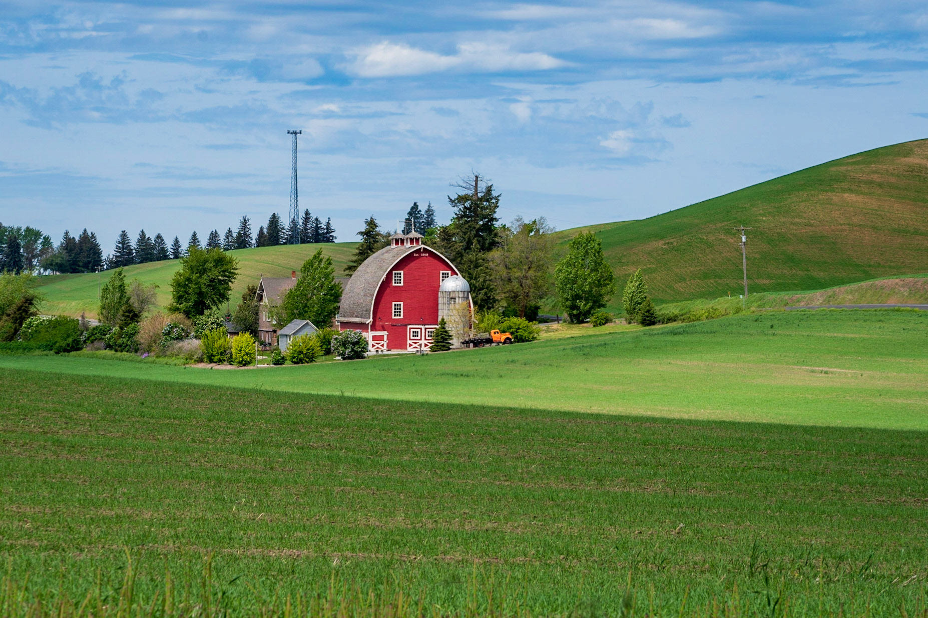 Red Barn and Orange Truck