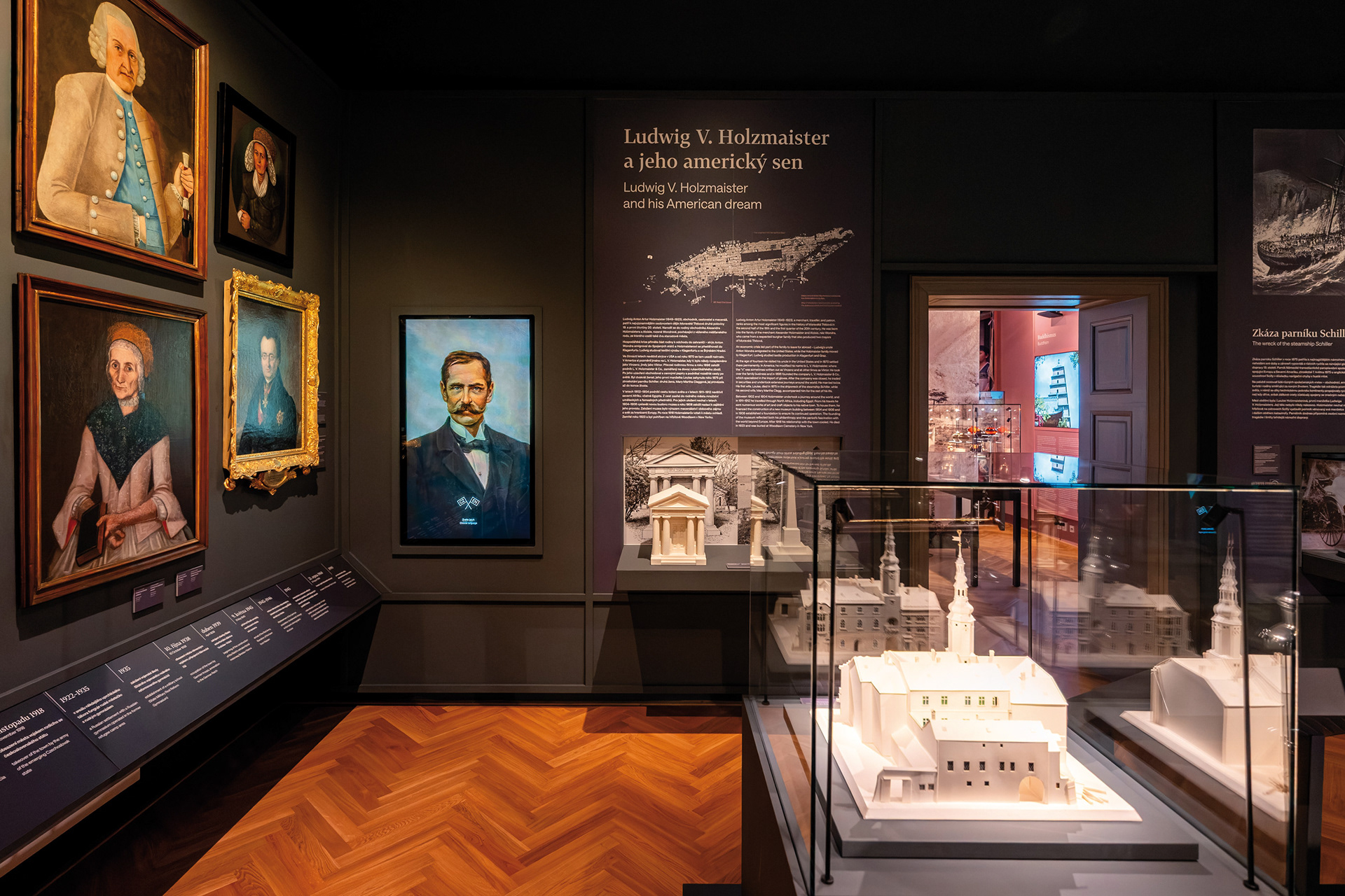 Město a svět (The Town and the World), Exhibition design (with Tomáš Kovalčík), Městské muzeum Moravská Třebová, 2025 (Foto: Aleš König)