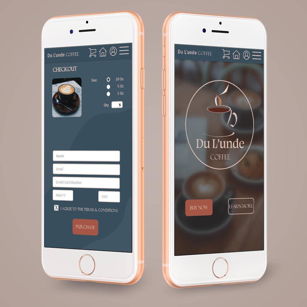 App design for a fictitious coffee cafe.