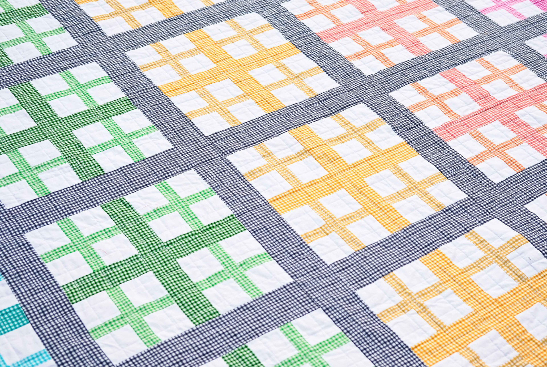 Addition Quilt in Rainbow Gingham - Kitchen Table Quilting