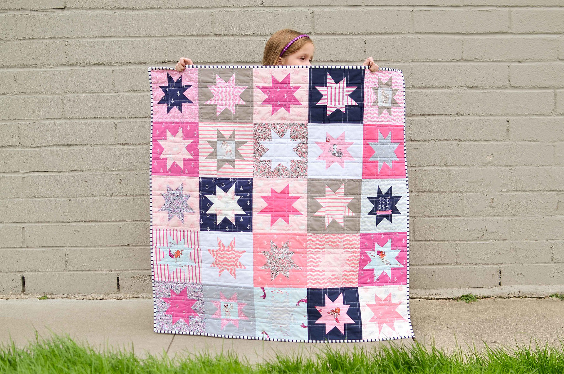 Out to Sea Wonky Star Baby Quilt - Kitchen Table Quilting