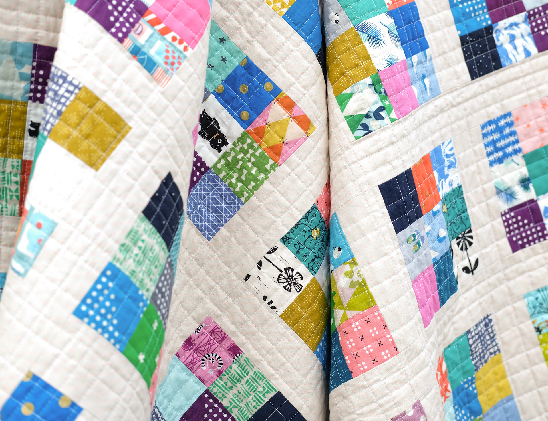 Cotton + Steel Modern Postage Stamp Quilt - Kitchen Table Quilting