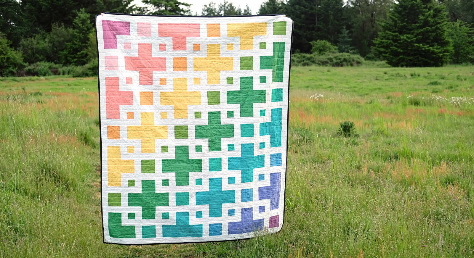 The Violet Quilt in a Cotton Couture Rainbow - Kitchen Table Quilting