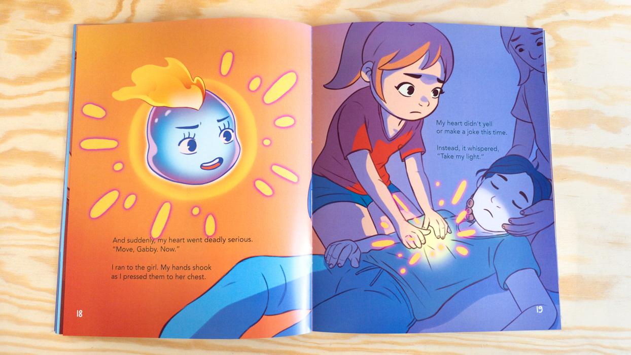 Gabby tries to help a student with a medical emergency. Her Magic Heart guides her through the process.
