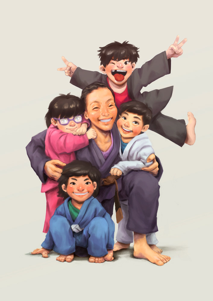 Portrait of Coach Mara with her students, 2018