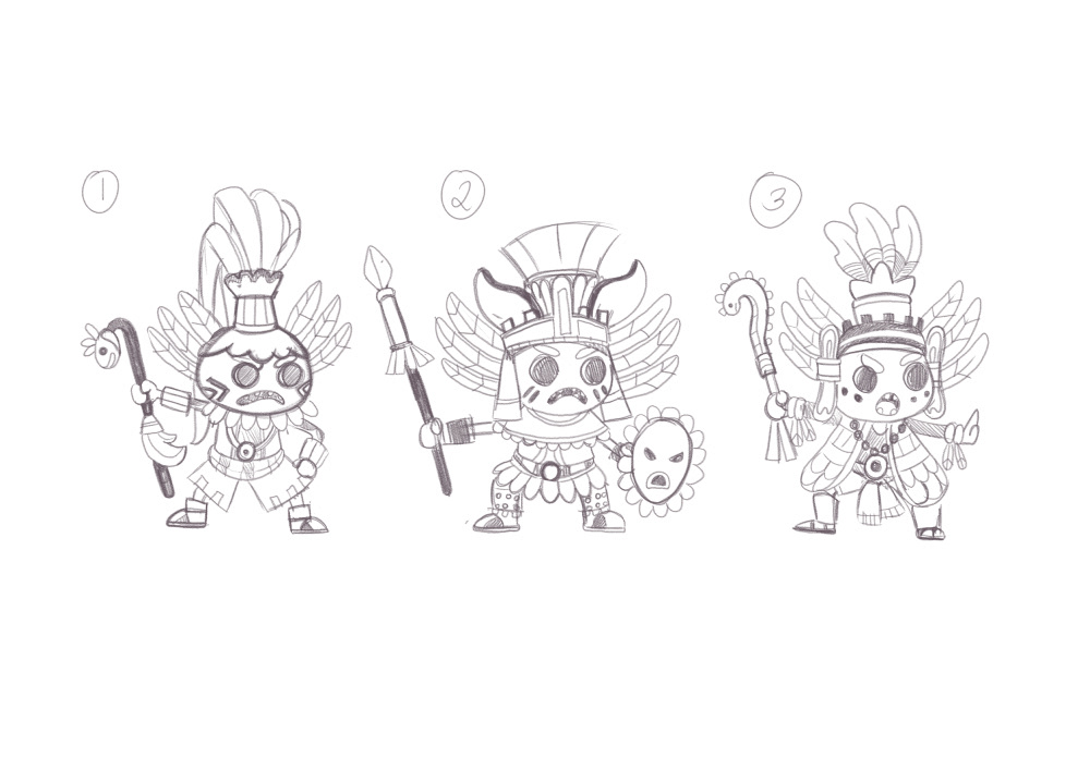 Aztec Axolotl concept art for Okedoki