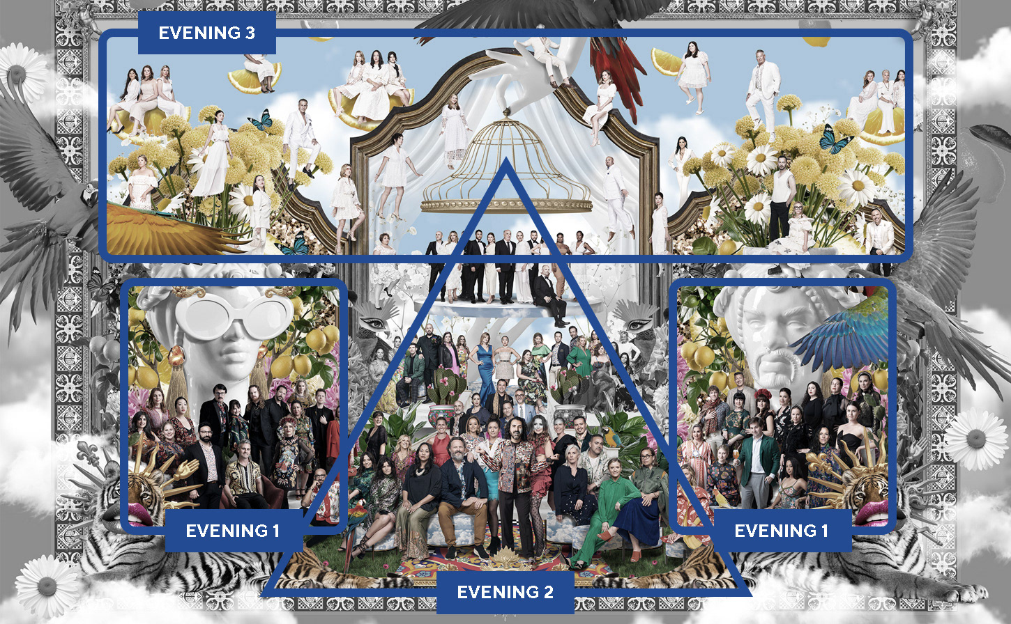 three evenings, three locations, three different themes - one image