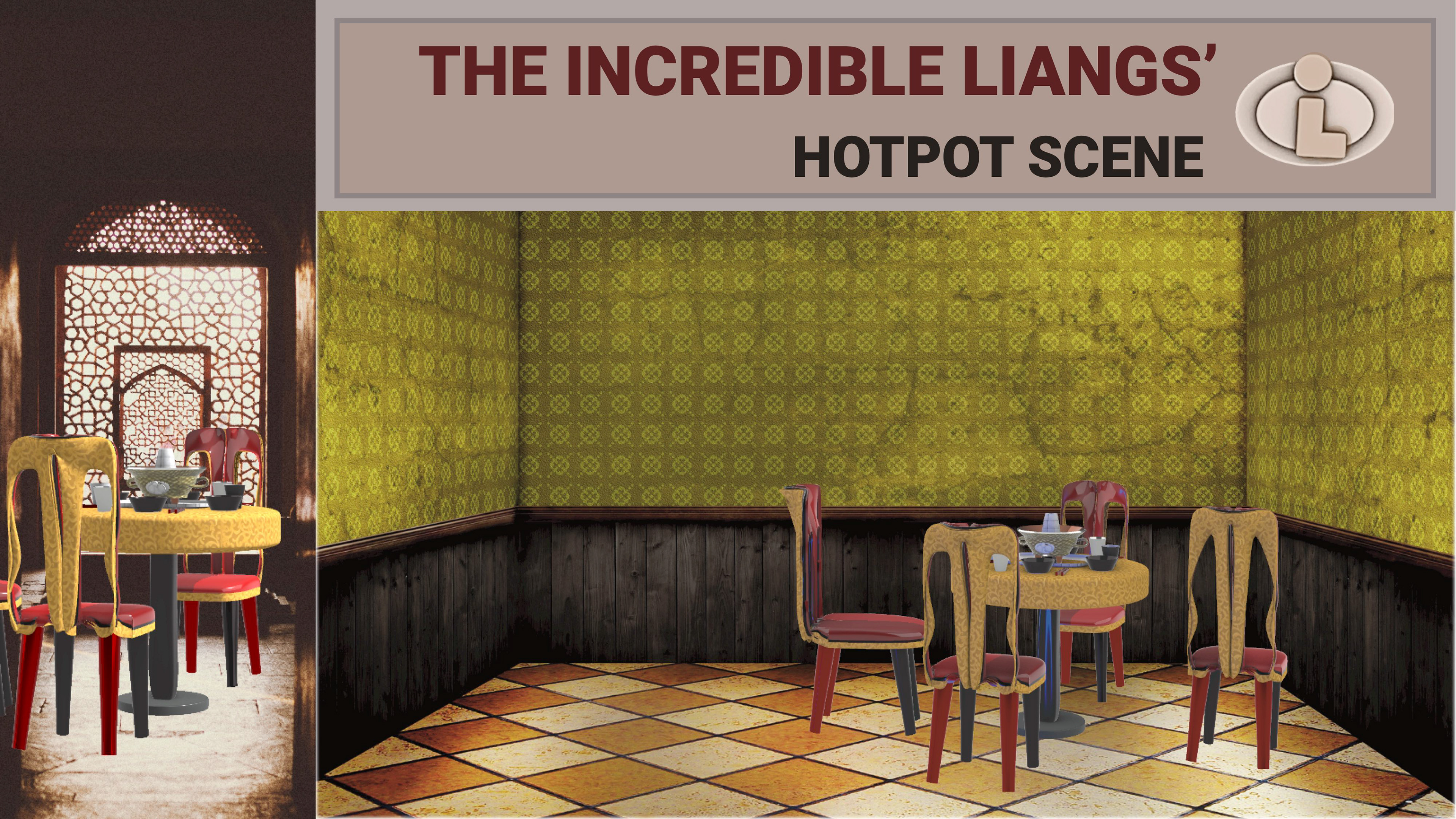 The Incredible Liangs' short film Hotpot scene concept development and modeling.