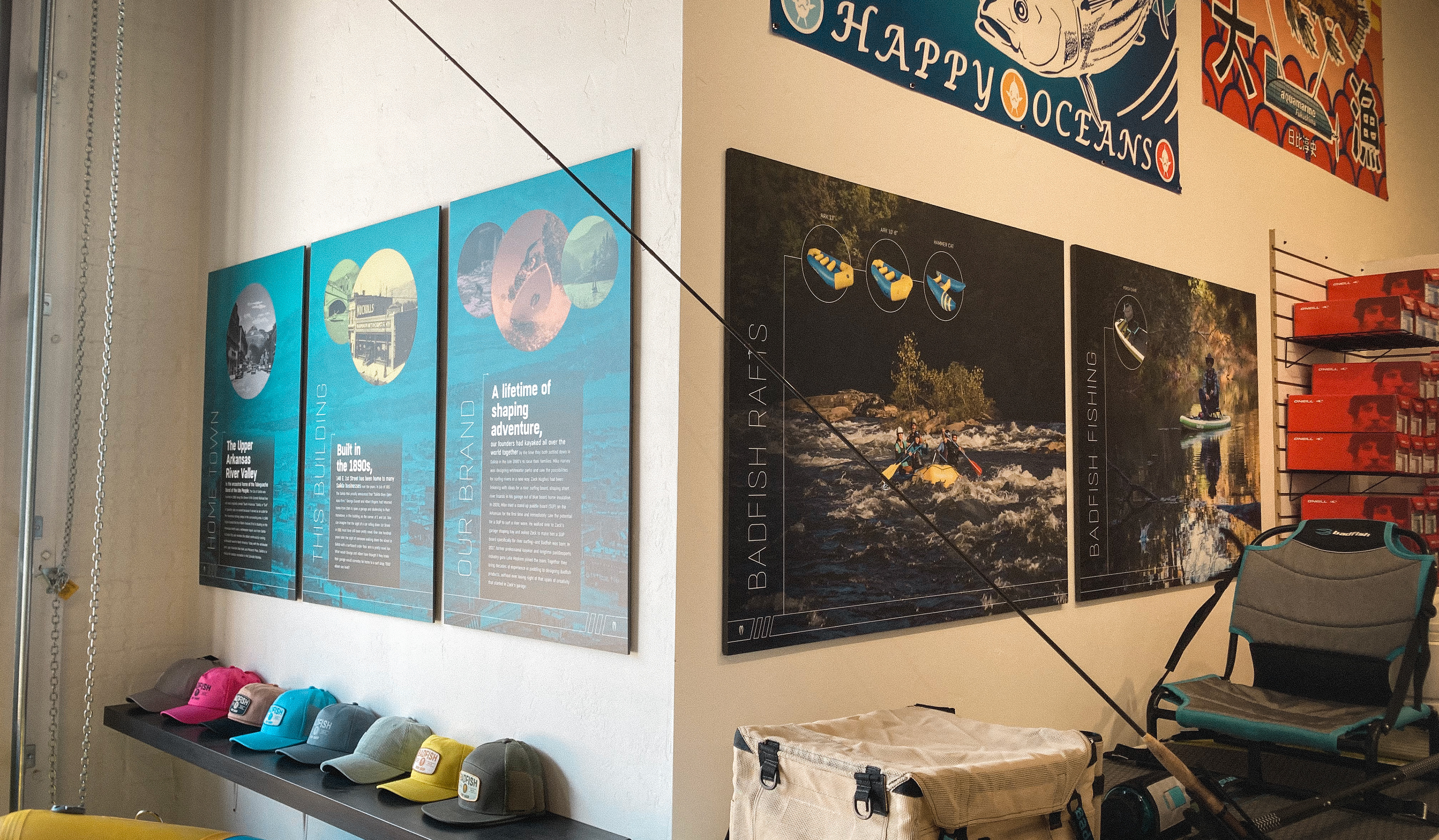 Badfish Brand Story and Product Wall Panels