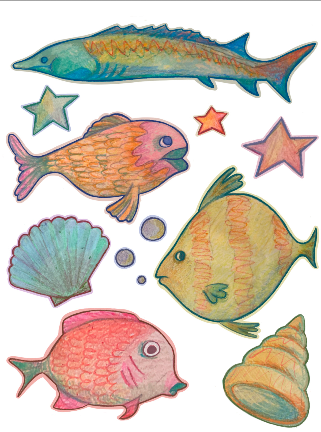 Fish Stickers, procreate