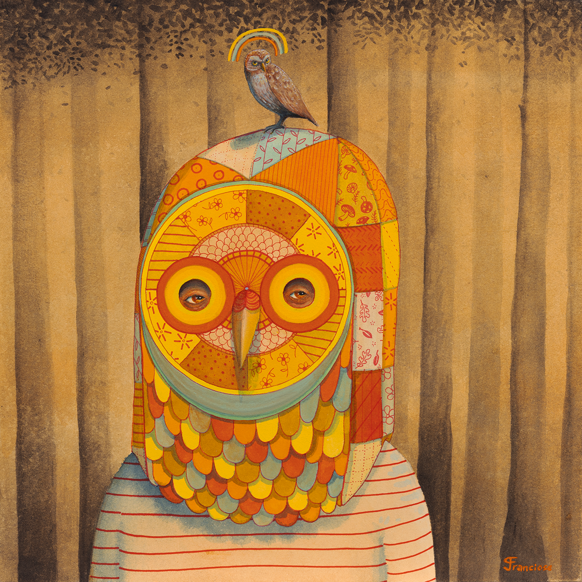 "Anywho, who are you?" 2023, watercolor and gouache, 12" x 12"