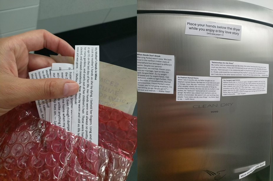 Tiny stories to encourage usage of the hand dryer