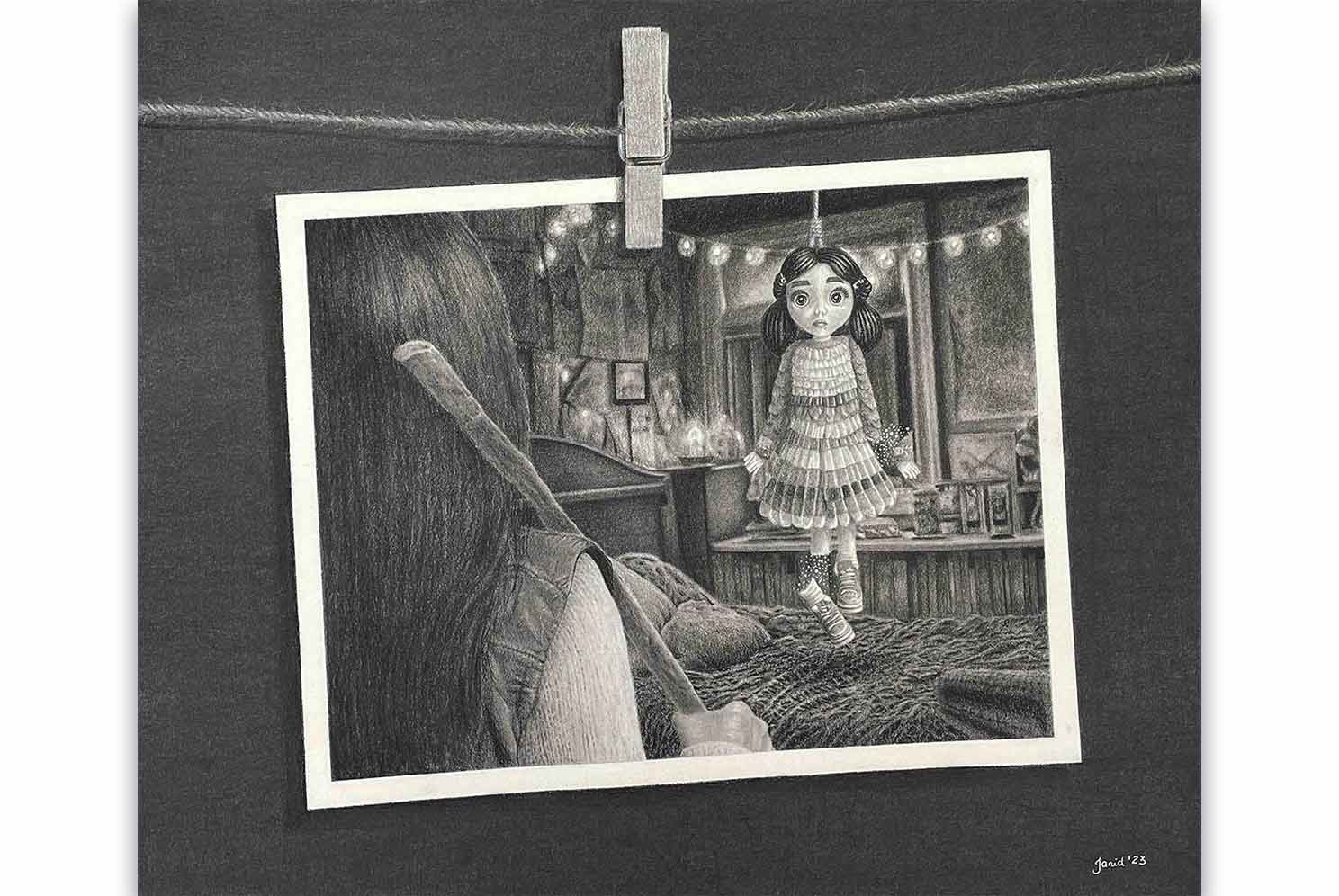 Arte Realista Original, Propuesta conceptual a lápiz, Grafito, Carbón y Carboncillo, Problema social, artista Janid Alfaro