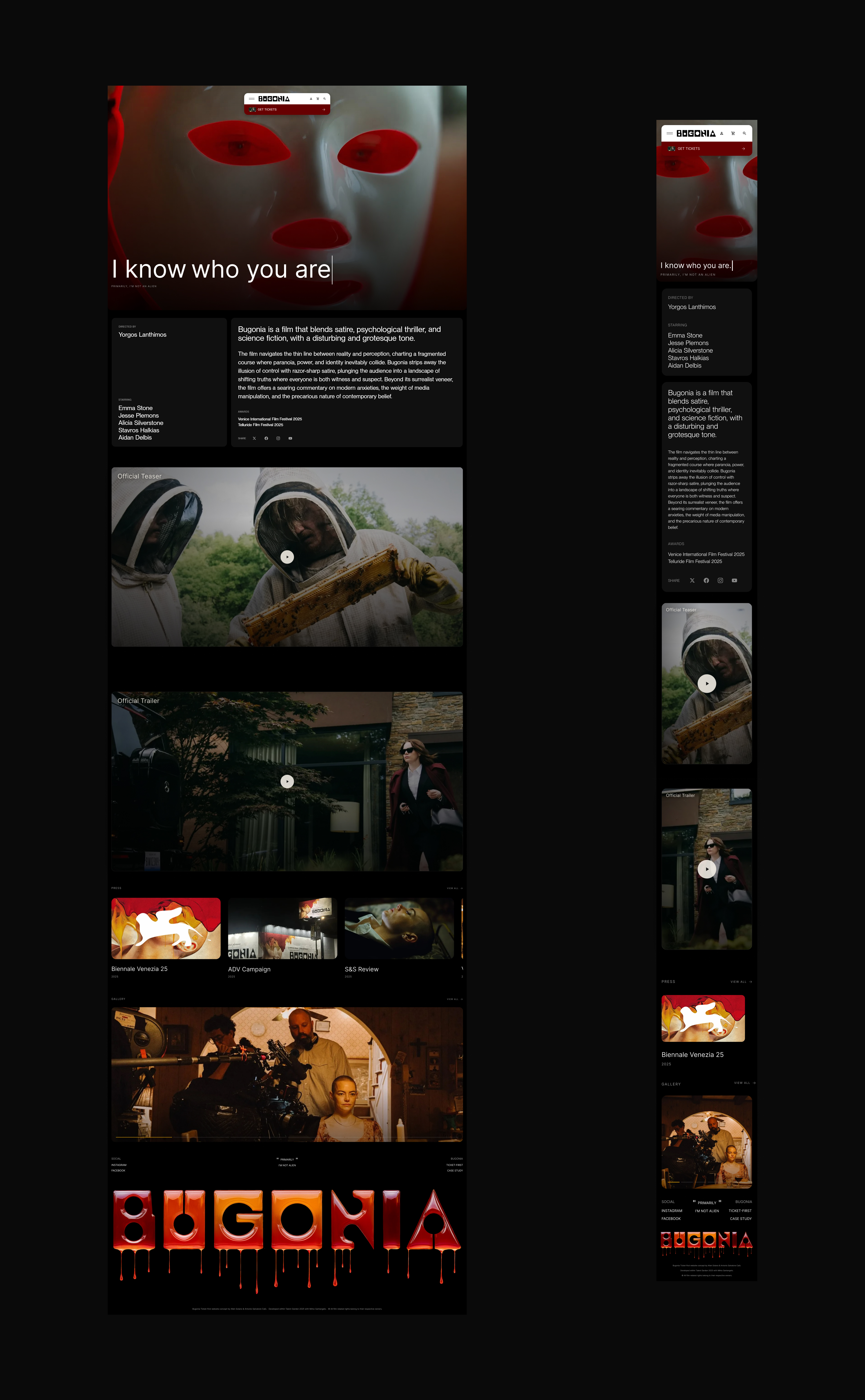 Bugonia Ticket First Website by Allen Solano & Antonio Salvatore Calò