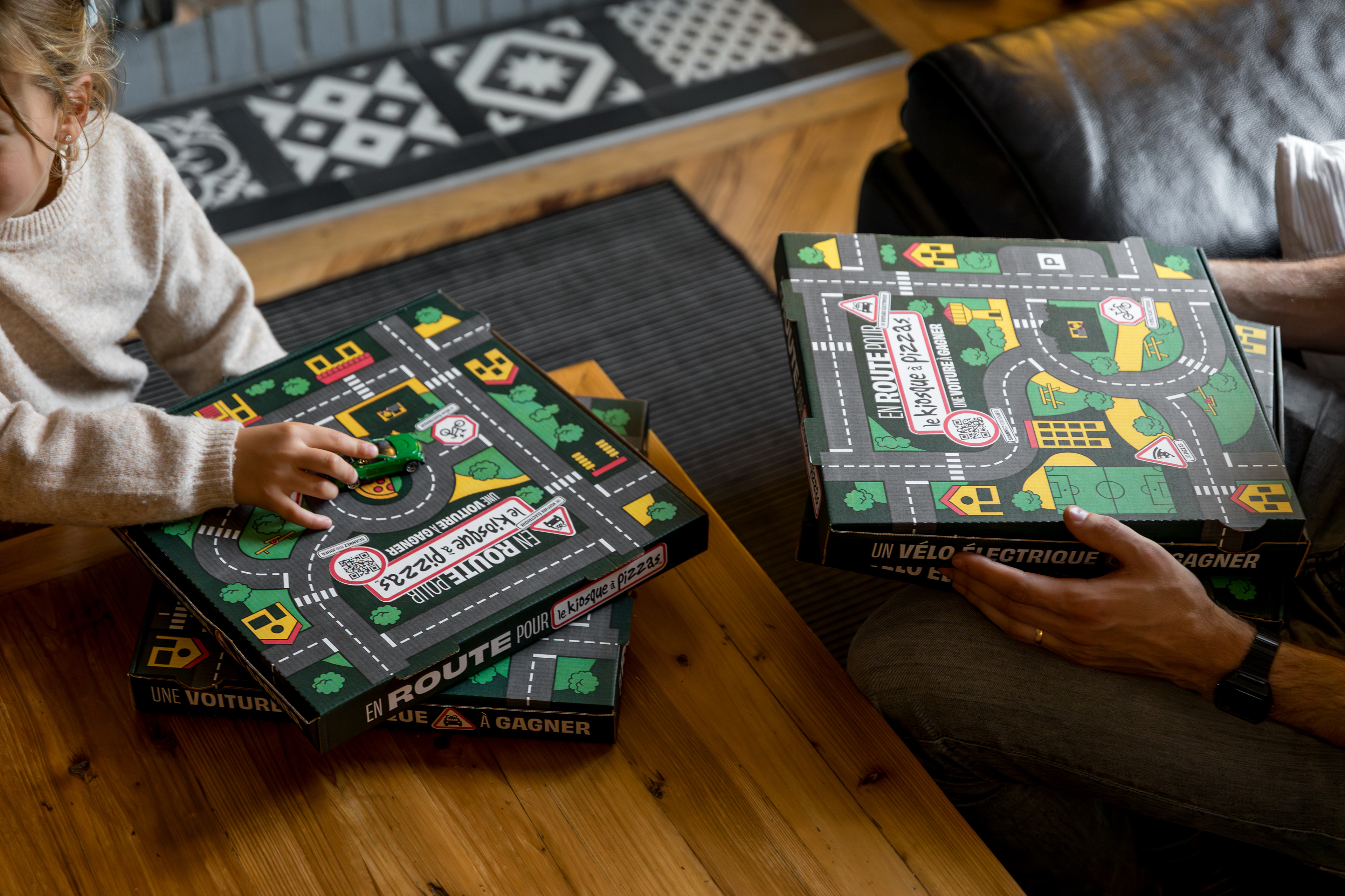 boîtes à pizzas du Kiosque à Pizzas