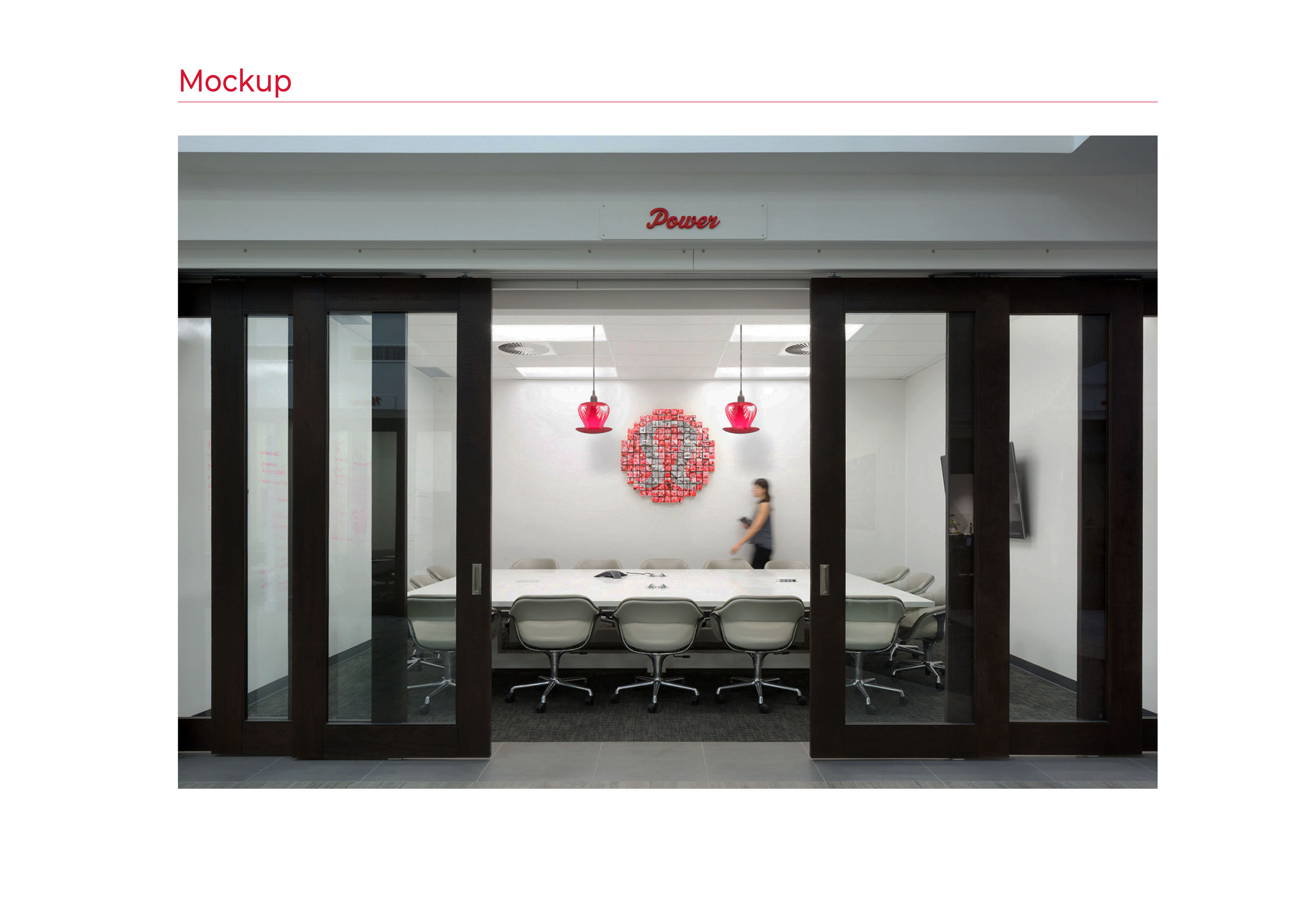 a mockup of the accent light placed in a conference room at lululemon athletica headquarters