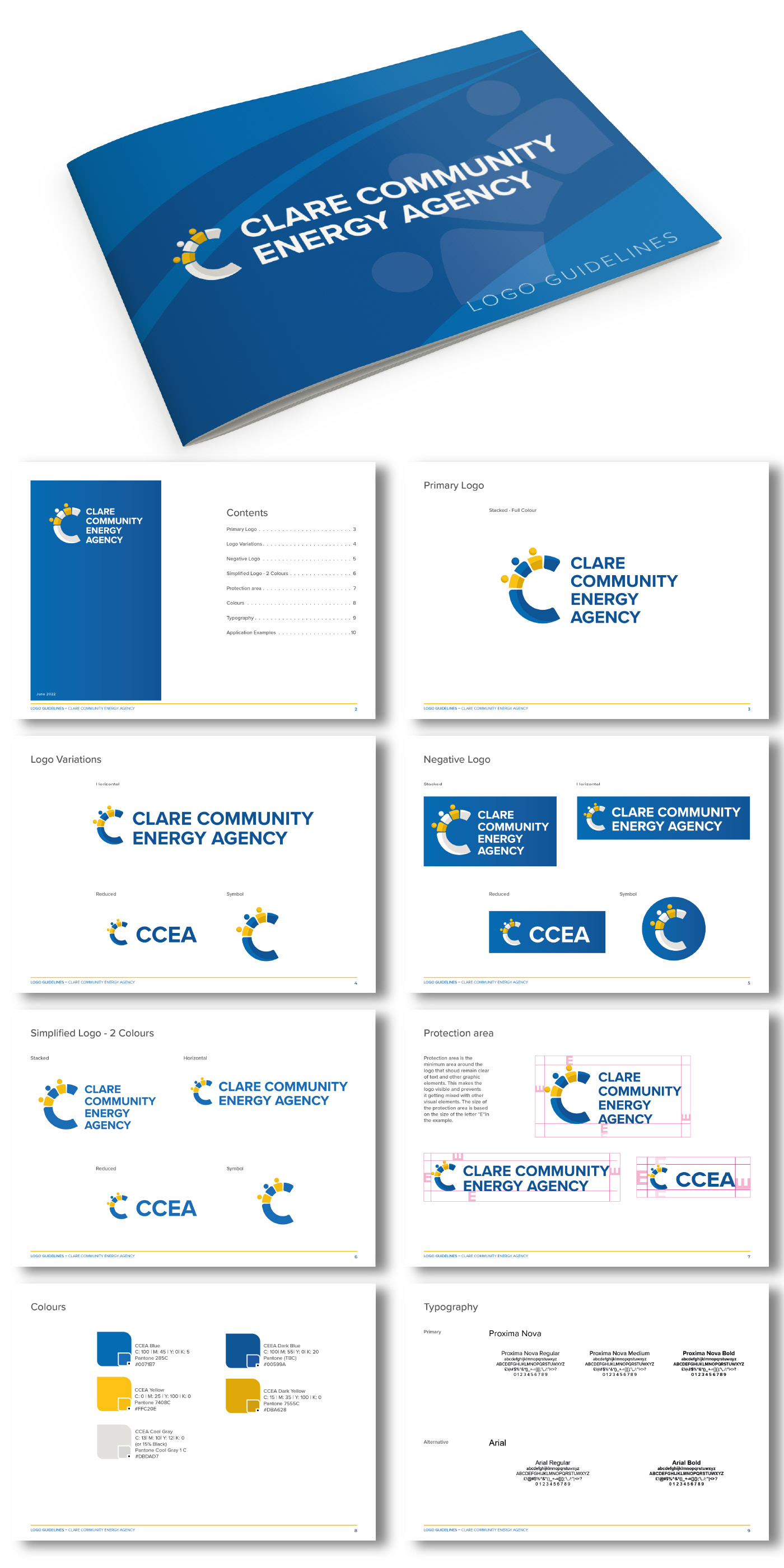 Sample of pages from the Clare Community Energy Agency Logo Guidelines