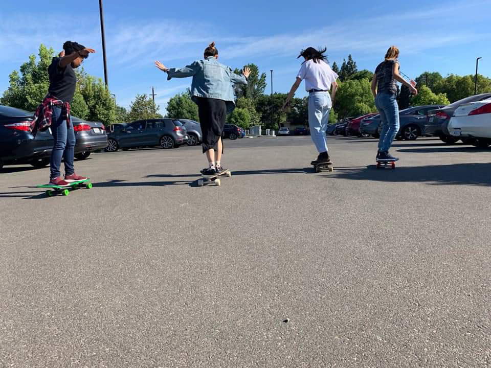 Interns Riding Skateboards