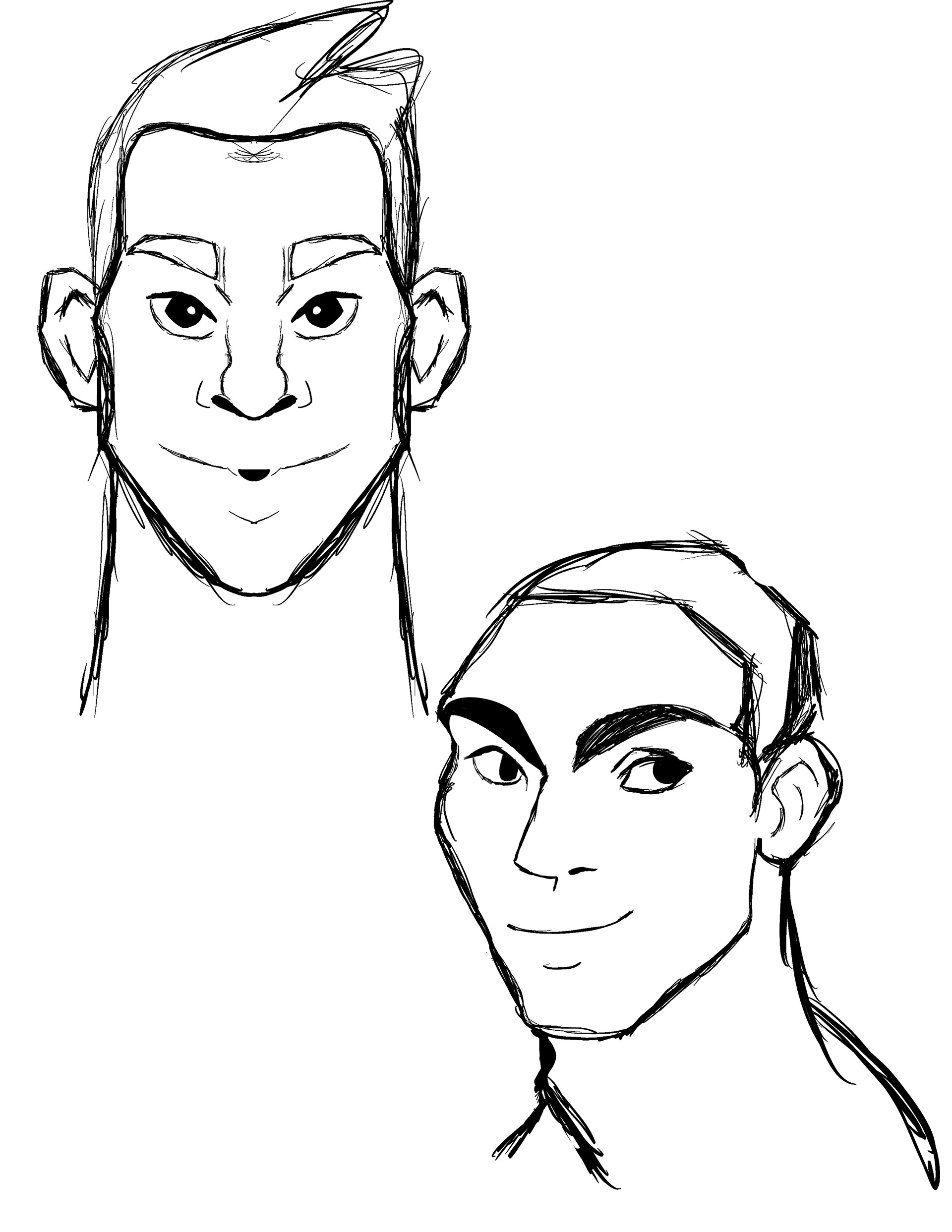 Stylized Male Character Sketches - Procreate