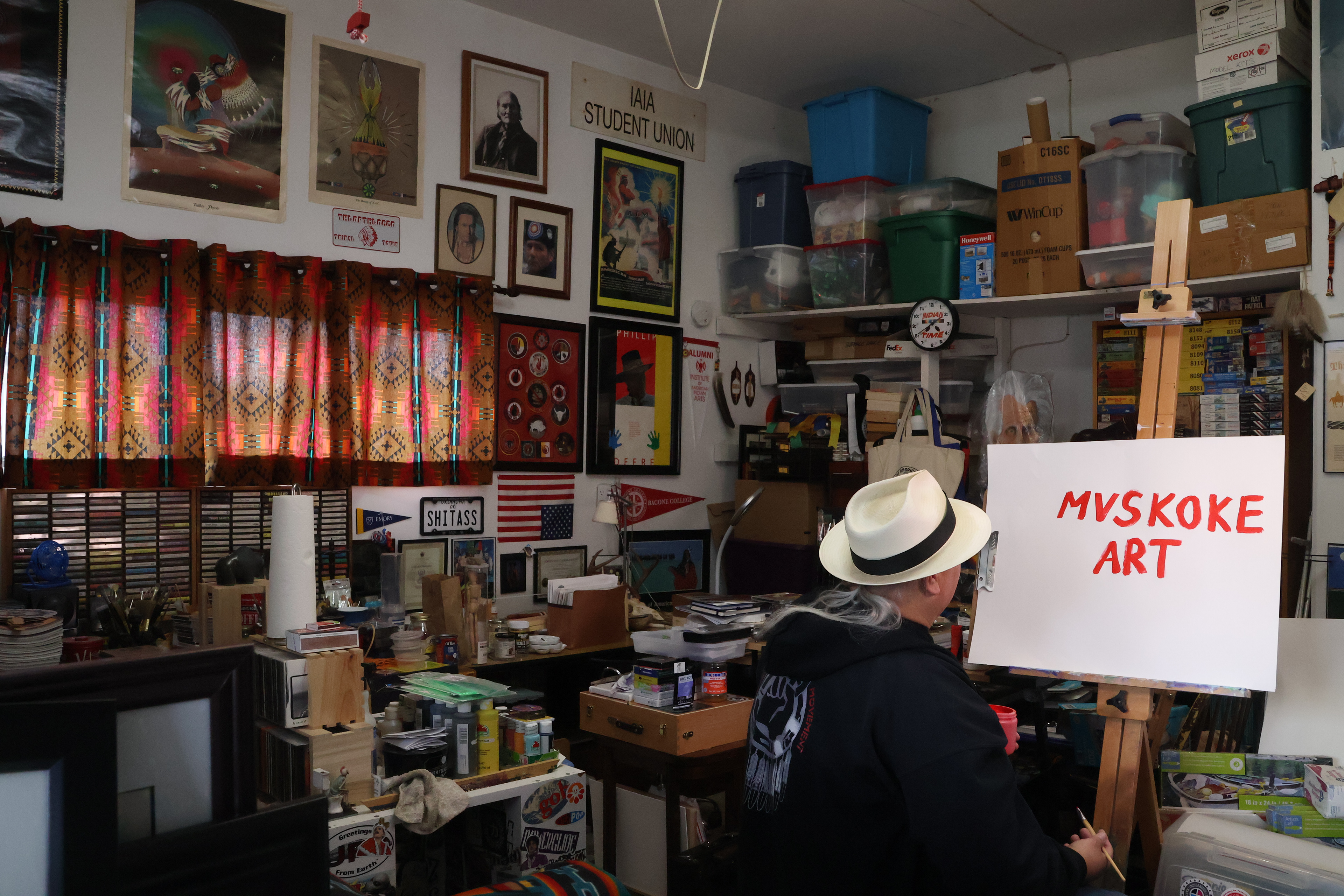 Johnnie Diacon, 62, sitting in his art studio. Elena Andra Stoica